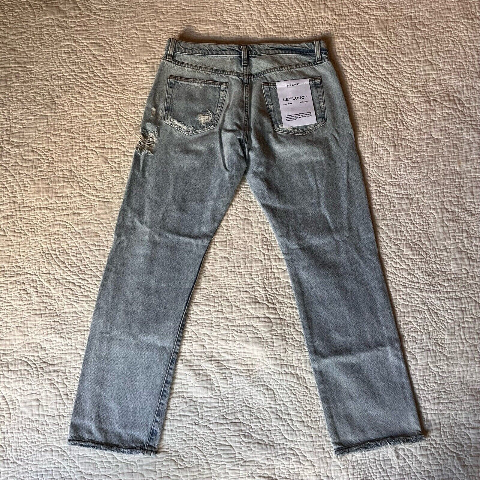 Frame FRAME Denim Le Slouch Distressed Button Fly Light Wash Jeans Size 29" - 9 Thumbnail