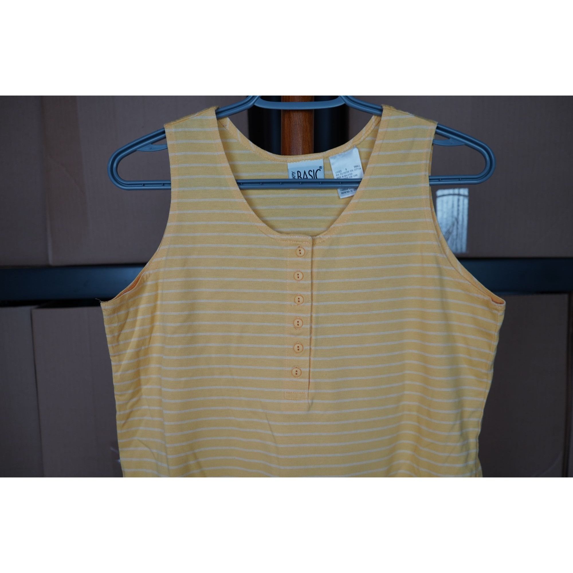 Vintage 90s Simply Basic Yellow Striped S #394 Size S / US 4 / IT 40 - 3 Thumbnail