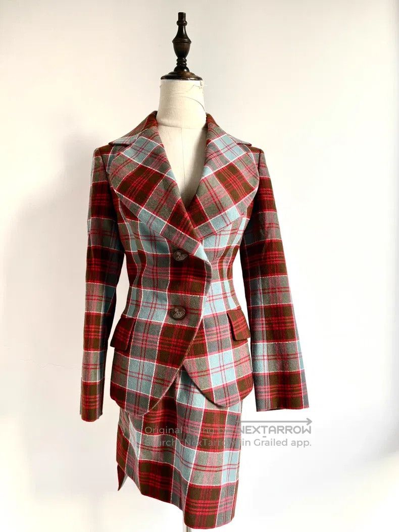 Vivienne Westwood Vivienne Westwood Blue and Brown Plaid Love Collar Suit Size M / US 6-8 / IT 42-44 - 1 Thumbnail