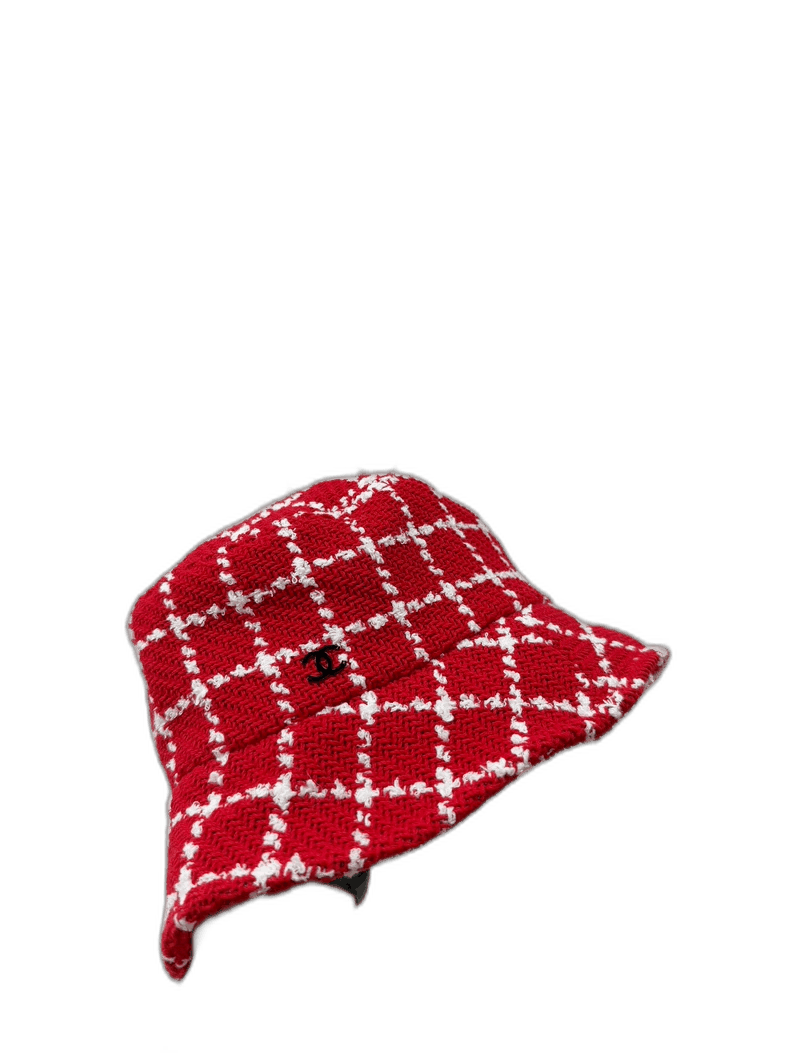 Chanel New Chanel Red Plaid Fisherman Hat Size ONE SIZE - 1 Thumbnail