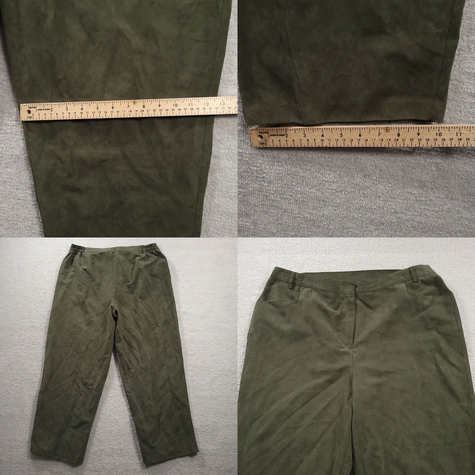 Vintage Jaclyn Smith Plus Size 20W Dress Pants Green High Rise Elastic Waist Crop Pockets Solid Polyester Tapered Leg Womens Size 42" / US 20 - 8 Thumbnail