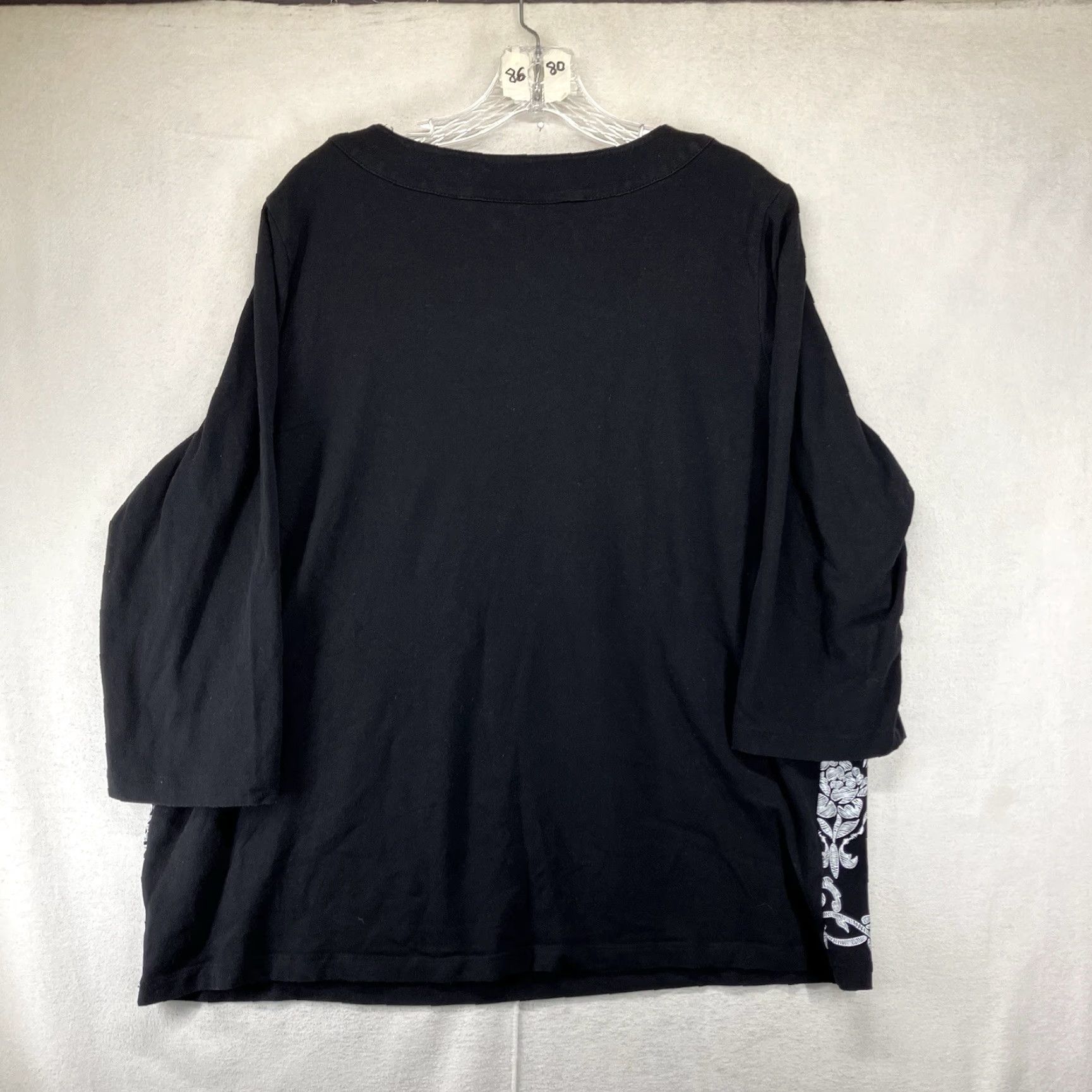 Vintage Alfred Dunner Tunic L 3/4 Sleeve Black Embroidery Rhinestones Dark Gothic Size L / US 10 / IT 46 - 2 Thumbnail