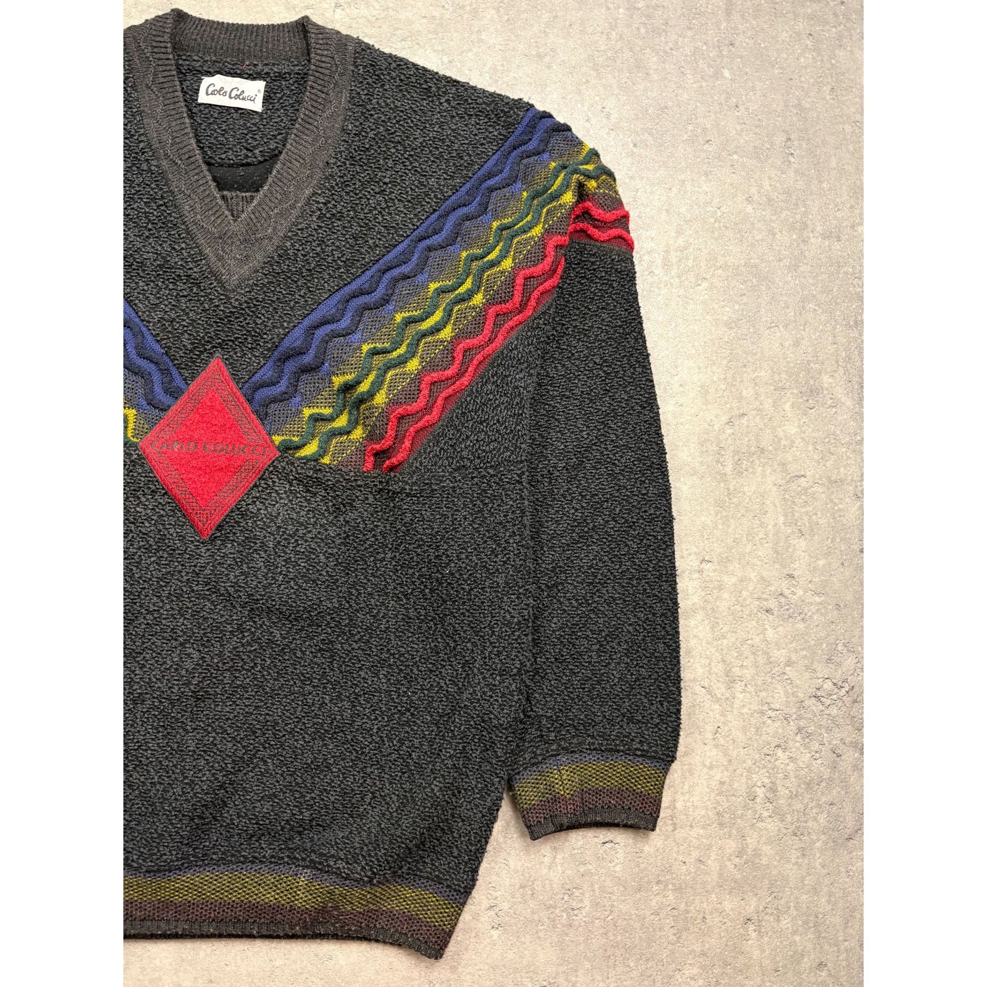 Carlo Colucci Vintage Carlo Colucci Sweater W/ Vibrant Knit Pattern & V-Ne Size US L / EU 52-54 / 3 - 3 Thumbnail