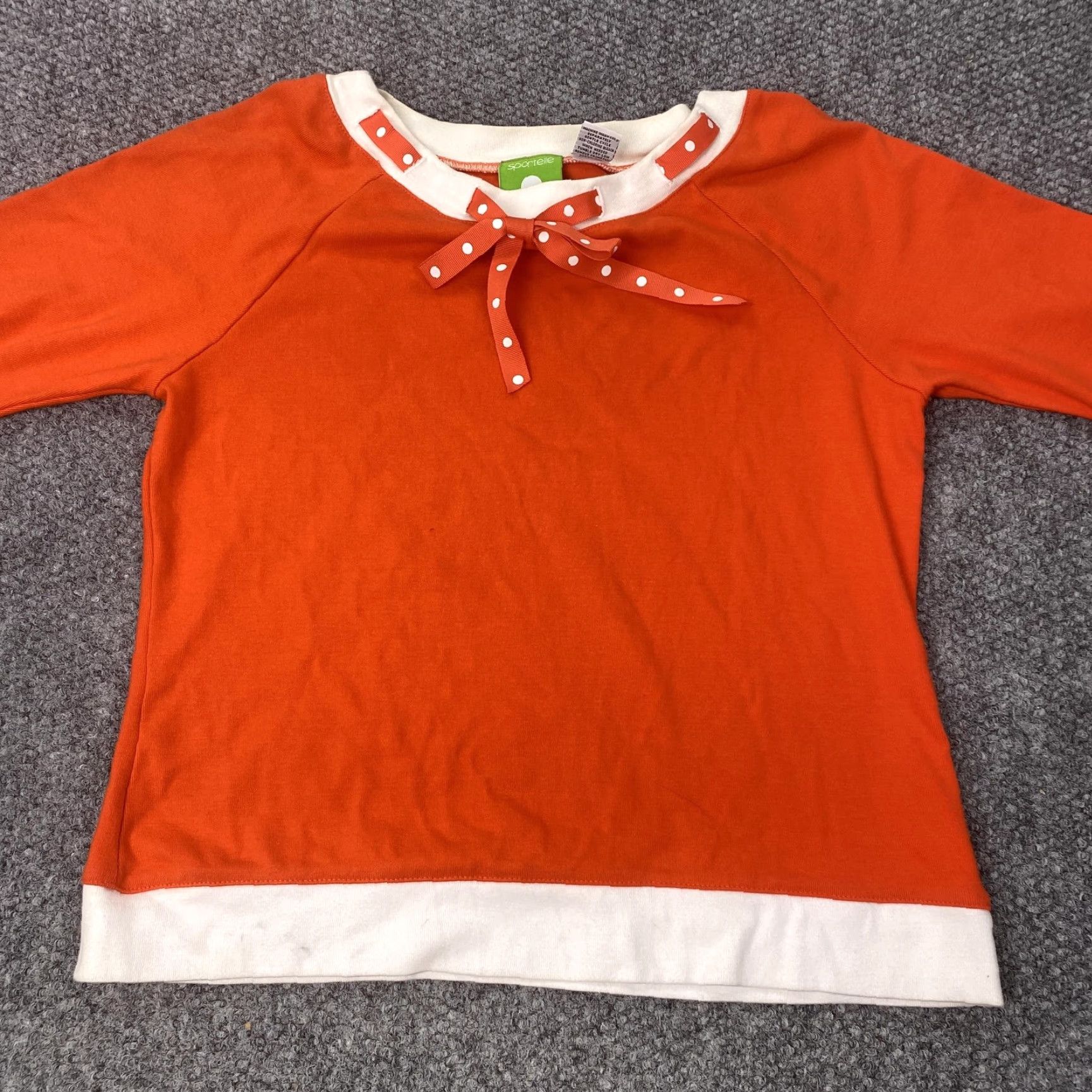Vintage VINTAGE Sportelle Shirt Womens M Orange White Bow Scoop Neck 3/4 Sleeve Cotton Size M / US 6-8 / IT 42-44 - 2 Thumbnail