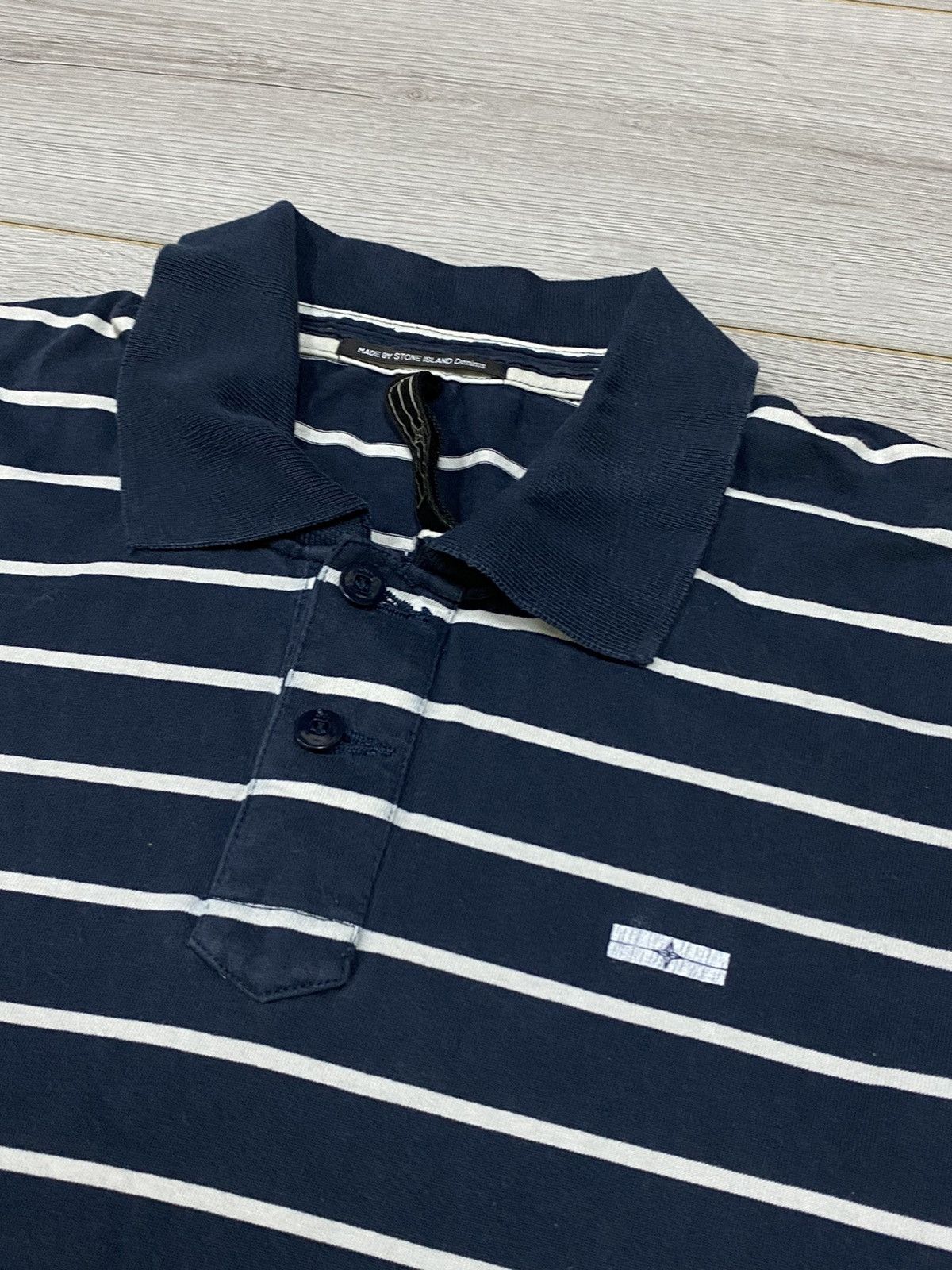 Stone Island Stone Island vintage striped compass polo Size US L / EU 52-54 / 3 - 4 Thumbnail