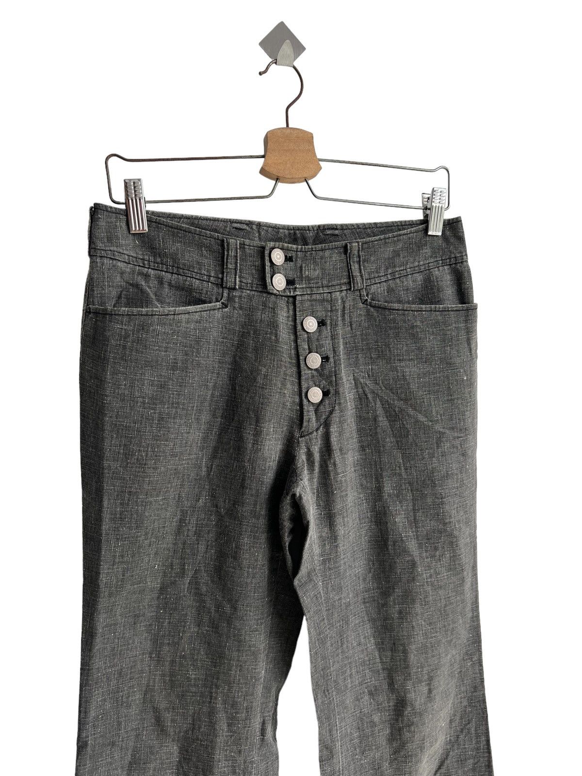 Tornado Mart 1990s Tornado Mart 🇯🇵 Super Flare Low Rise Hem Linen Pants Size US 30 / EU 46 - 5 Thumbnail