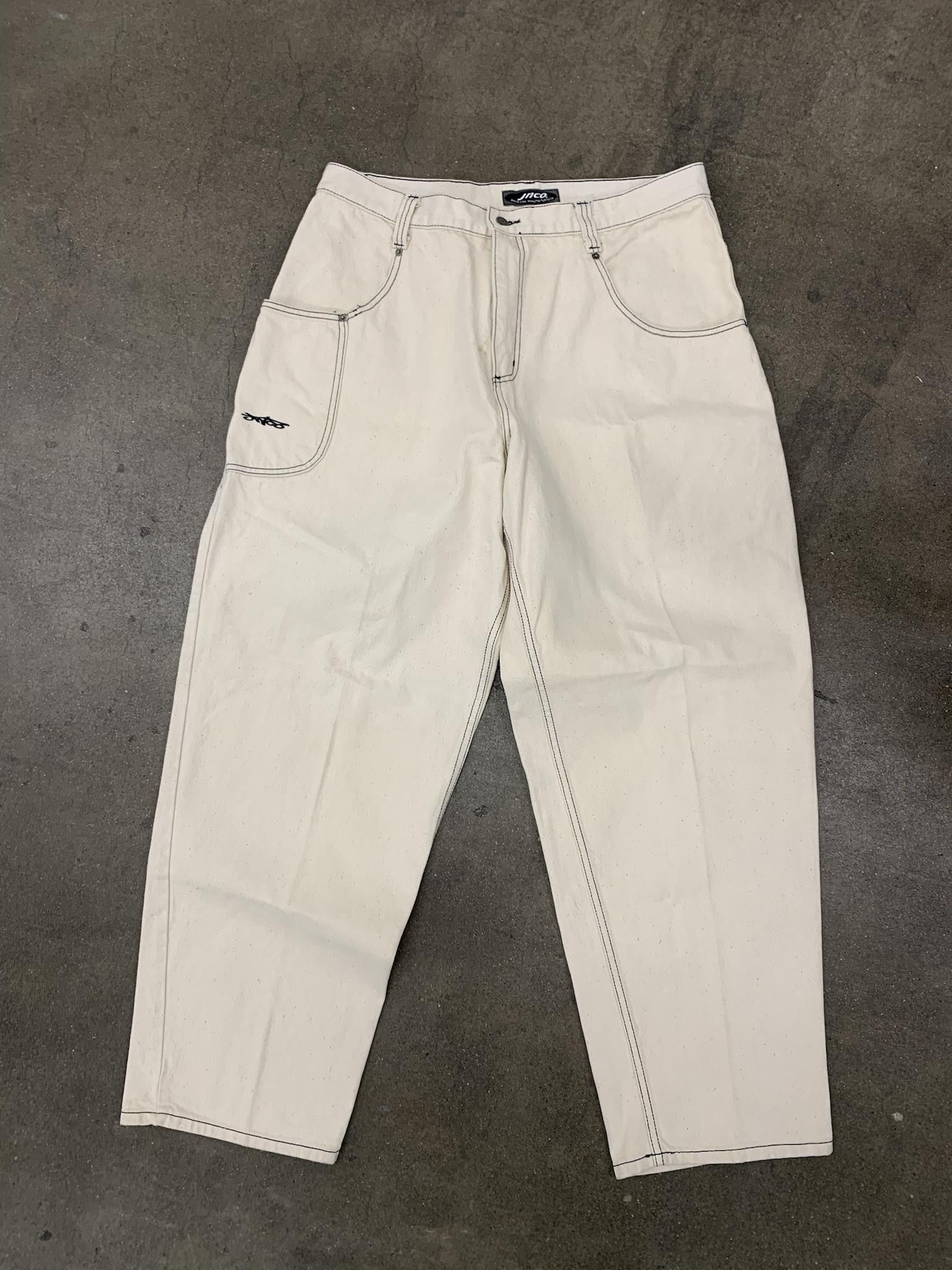 image of Y2K 1990S Jnco Baggy Off White Jeans, Men's (Size 38)