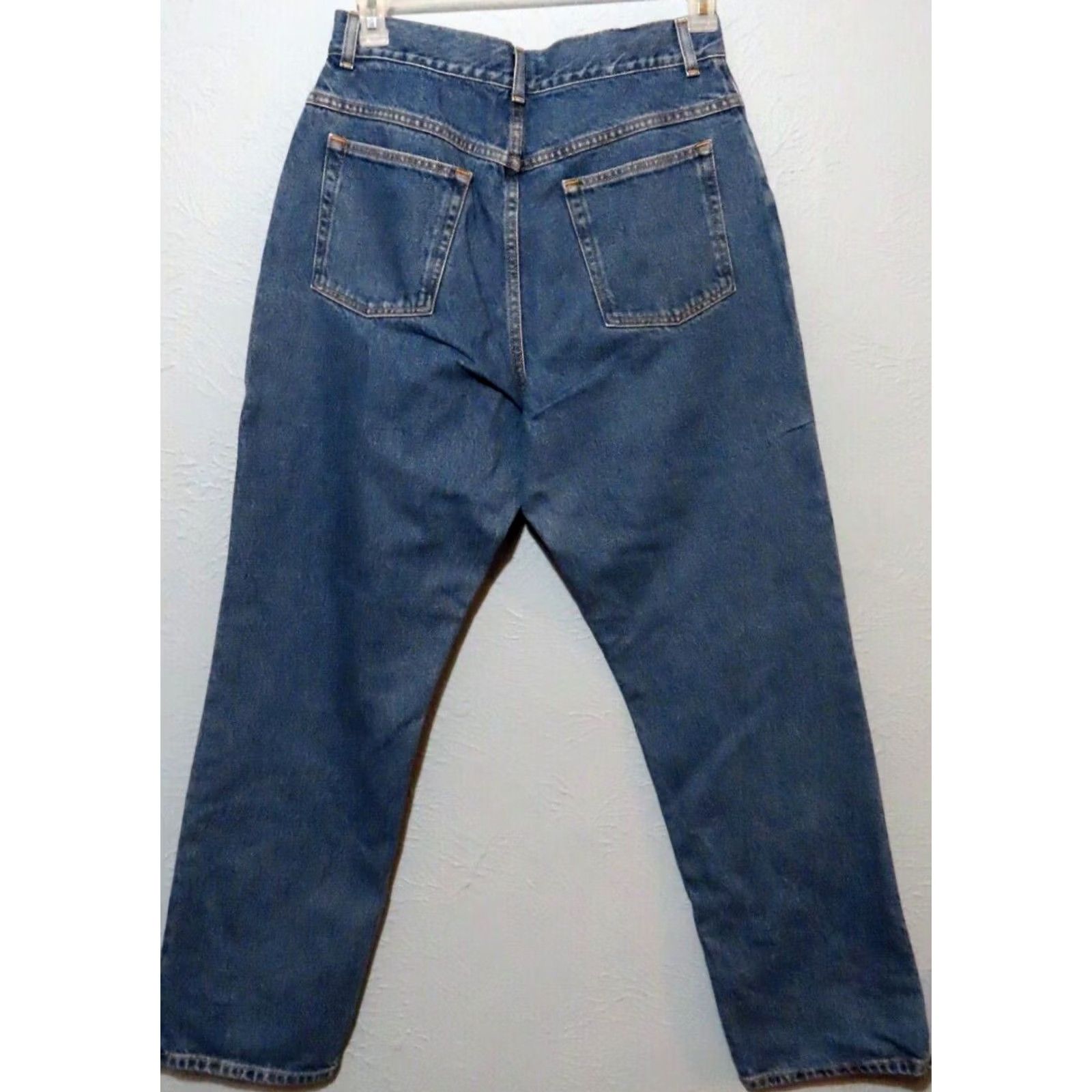 Vintage LL Bean Jeans Womens 14 Straight Fit Blue Denim 5-Pocket Zip Medium Wash Relaxed Straight Leg Casual Mens Womens Girls Size 36" / US 14 / IT 50 - 6 Thumbnail
