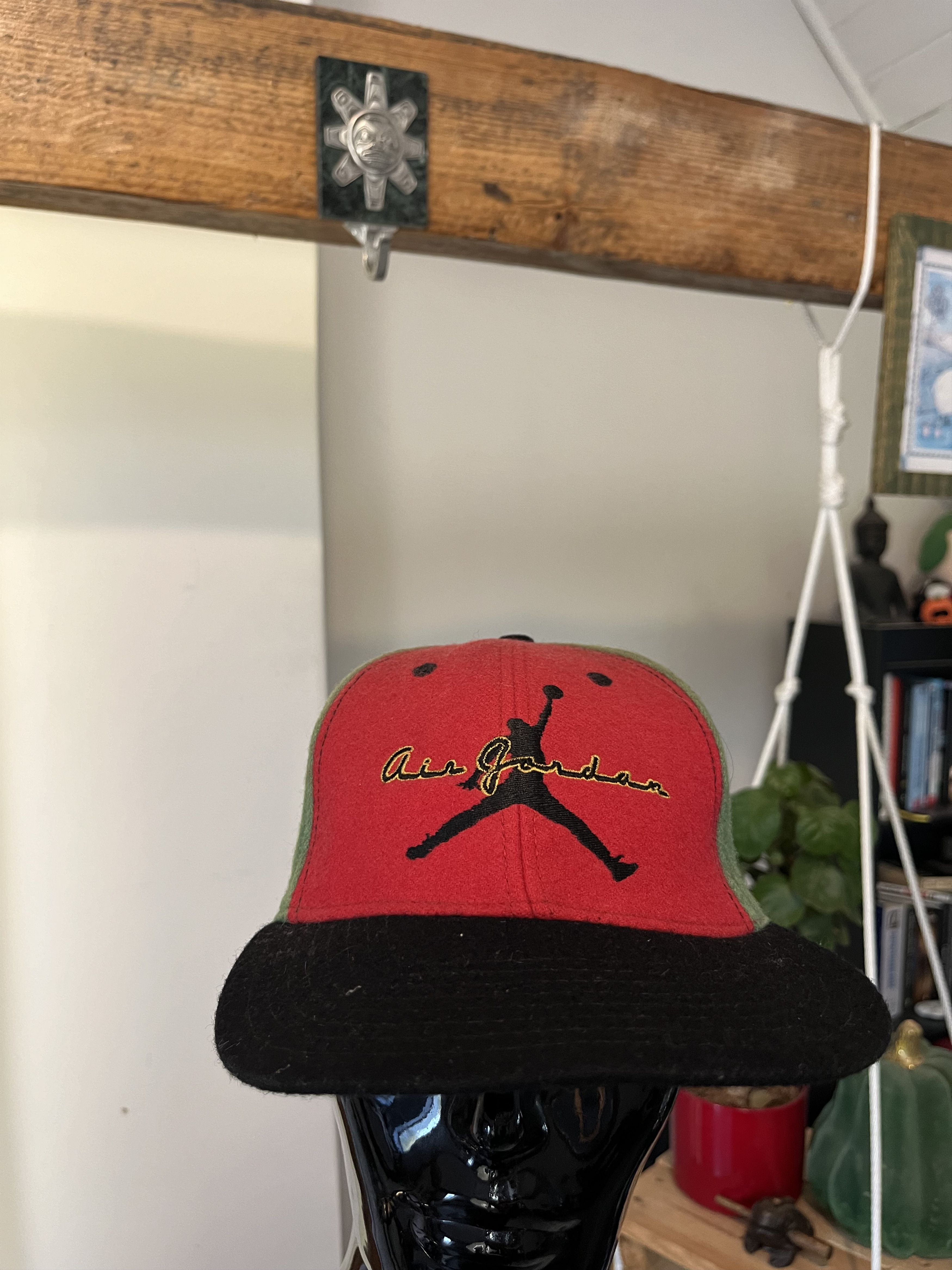 Jordan Brand × Nike × Vintage Vintage 90's Nike Air Jordan Big Logo Wool Cap Hat Size ONE SIZE - 2 Thumbnail