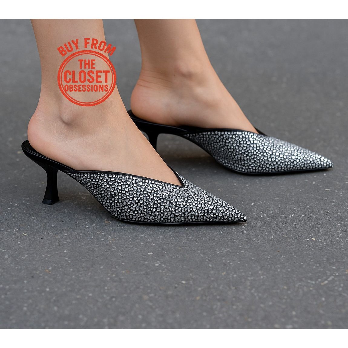 Mango MANGO Bejeweled Pointed Mules NWT Size US 6.5 / IT 36.5 - 3 Thumbnail