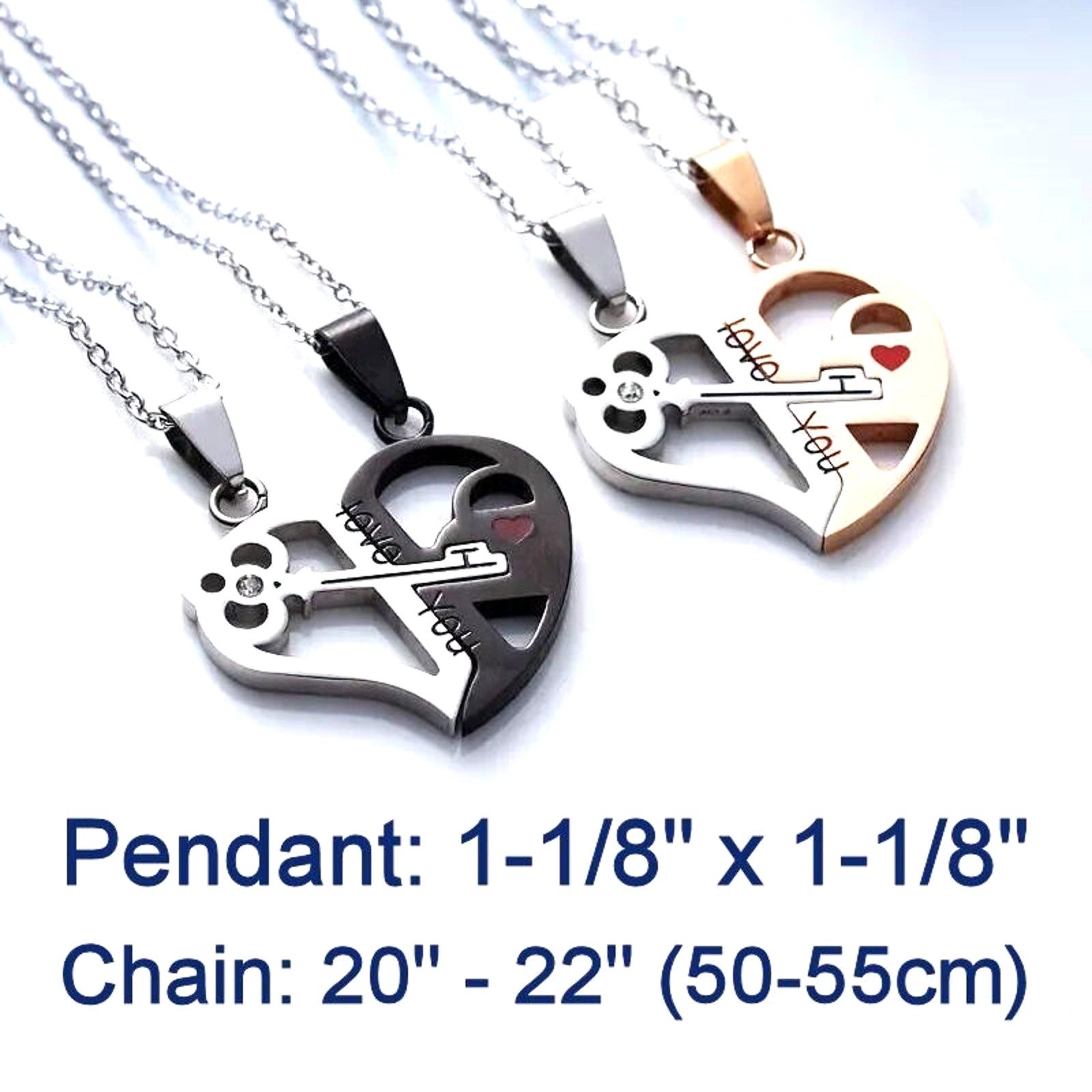 Other I Love You Pendant Necklace •Interlocking Heart Key 2 Pc Set Size ONE SIZE - 4 Thumbnail