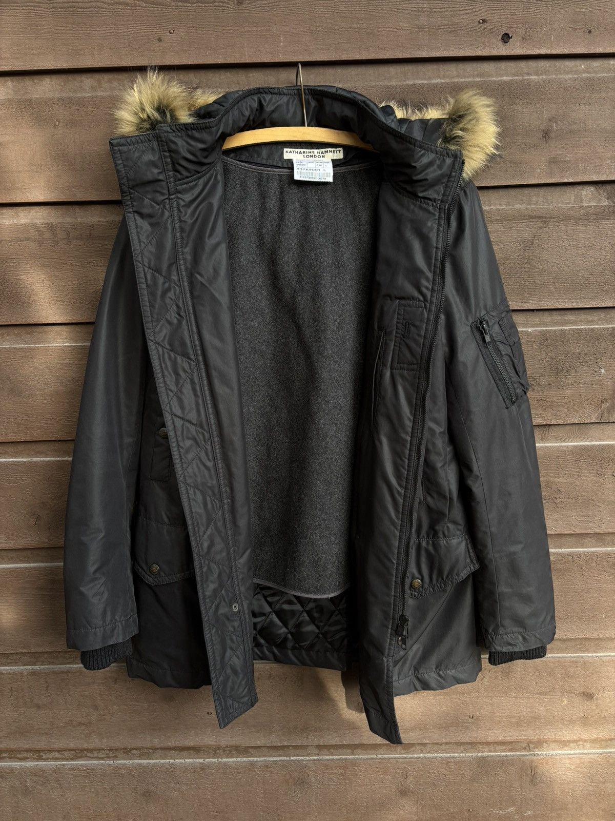 Katharine Hamnett London Katherine Hamnett black parka with fawx fur hood Size L / US 10 / IT 46 - 5 Thumbnail