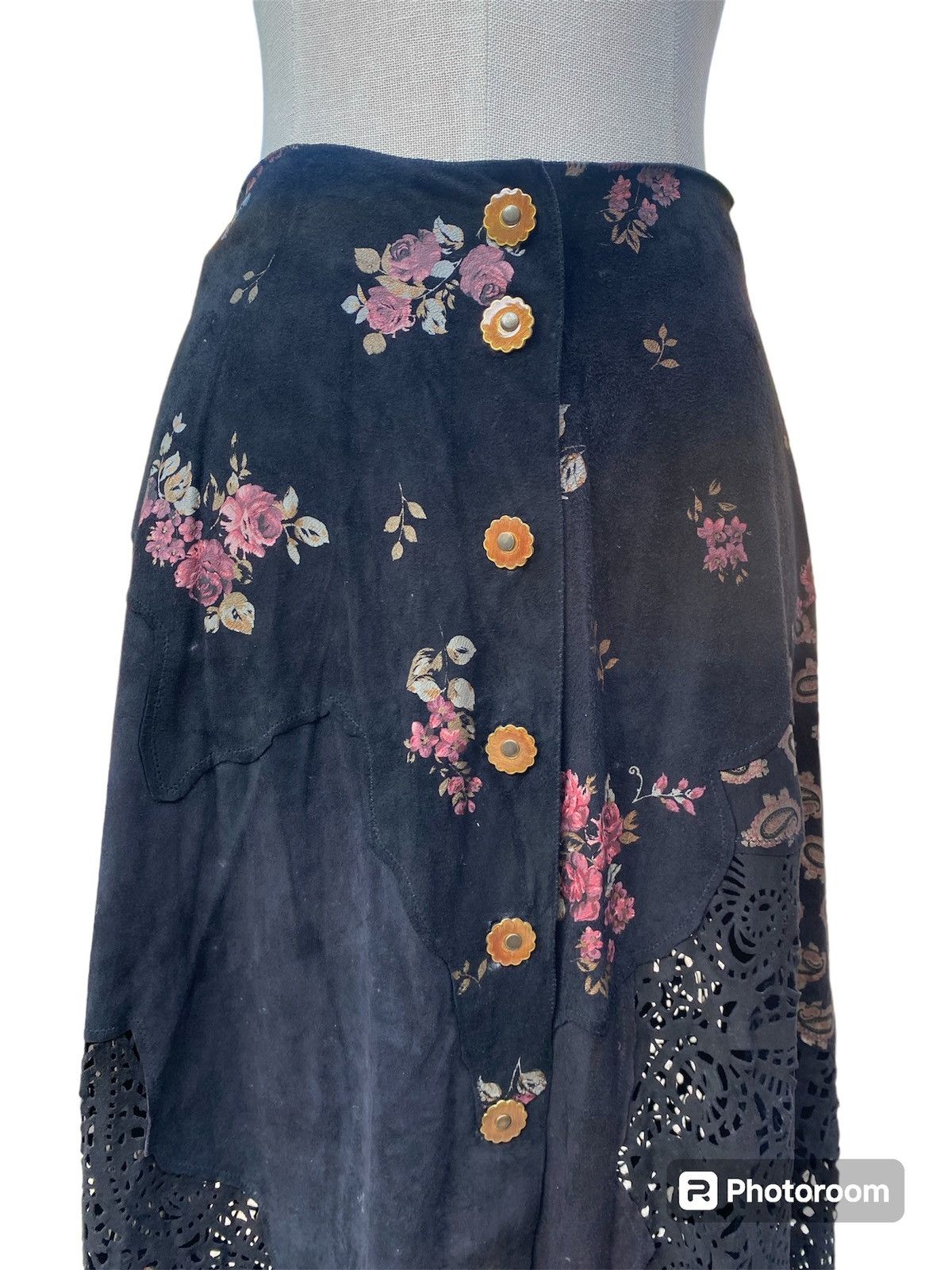 Roberto Cavalli vintage 2000s maxi patch leather skirt Size 28" / US 6 / IT 42 - 3 Thumbnail
