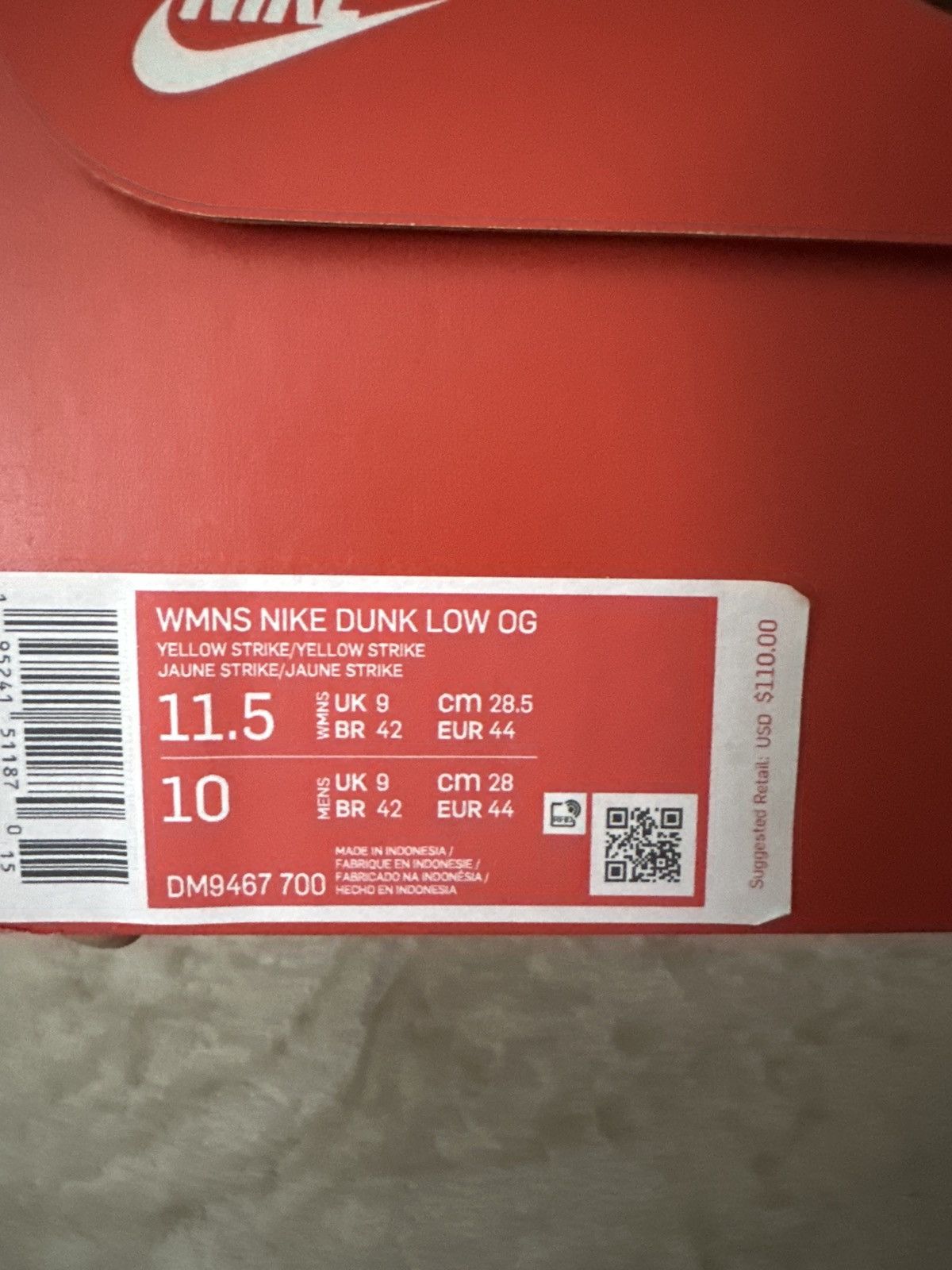 Nike Nike Dunk Yellow Strike Size 10M/11.5F - Deadstock Size US 10 / EU 43 - 7 Thumbnail