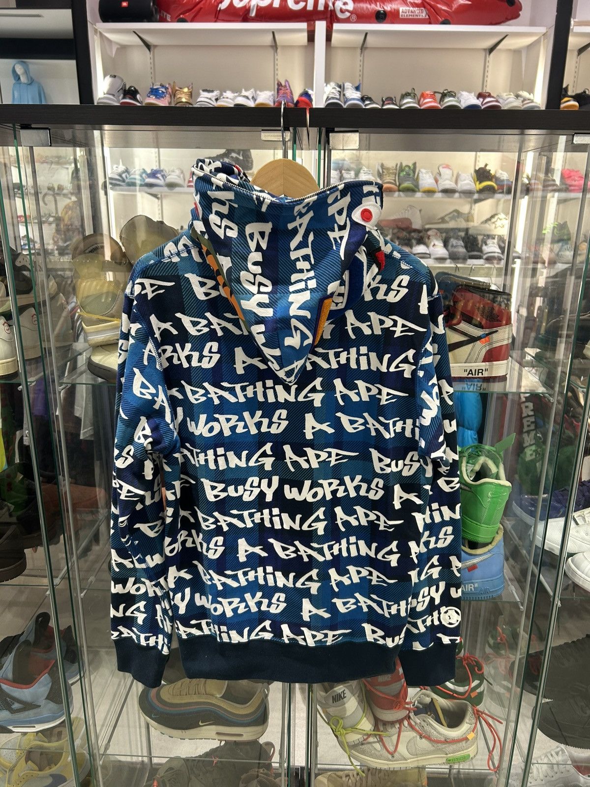 Bape Bape grafiti check shark full zip hoodie blue Size US L / EU 52-54 / 3 - 4 Thumbnail