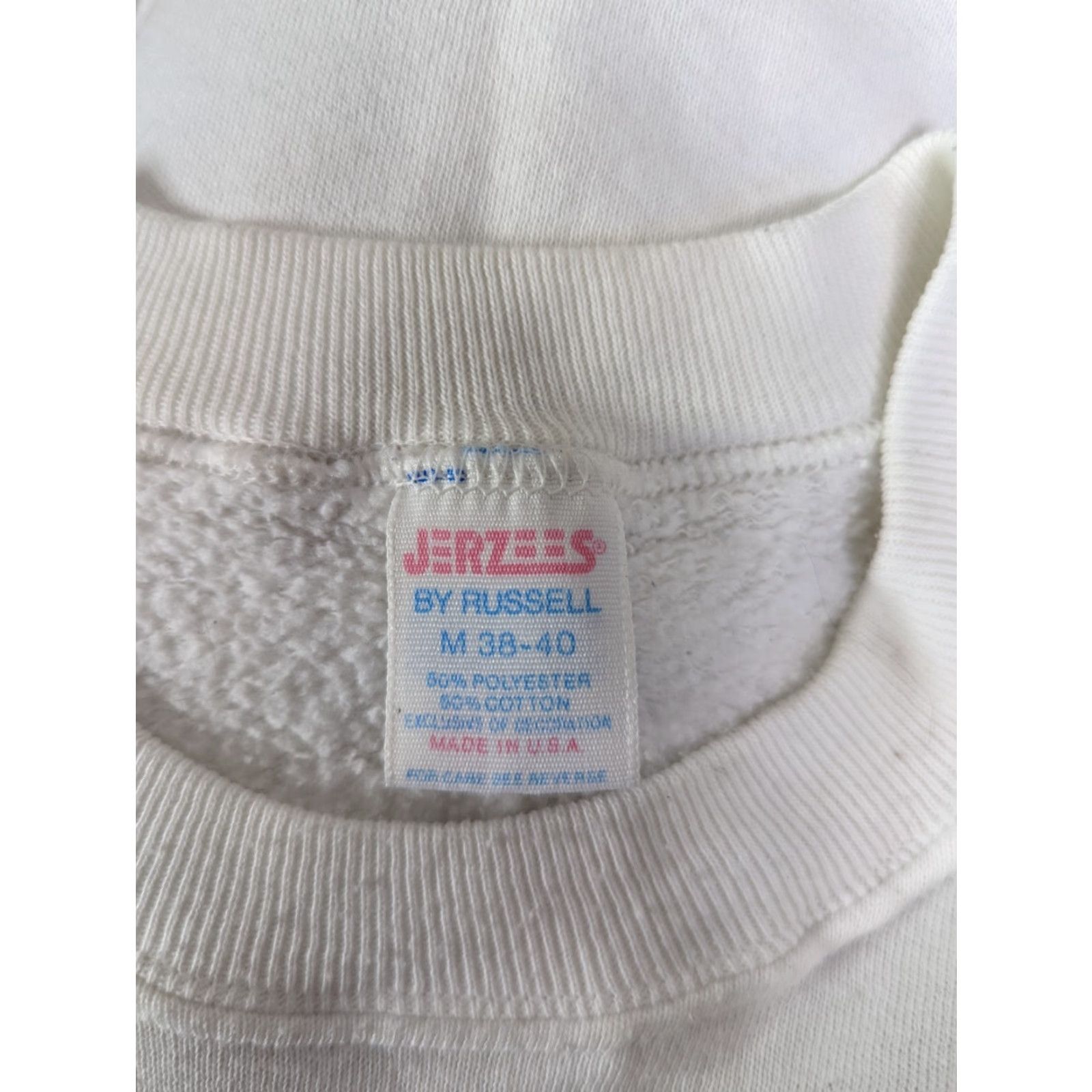 Jerzees VINTAGE JERZEES Raglan Crewneck Sweatshirt USA Club Safari White Mens M Size US M / EU 48-50 / 2 - 3 Thumbnail