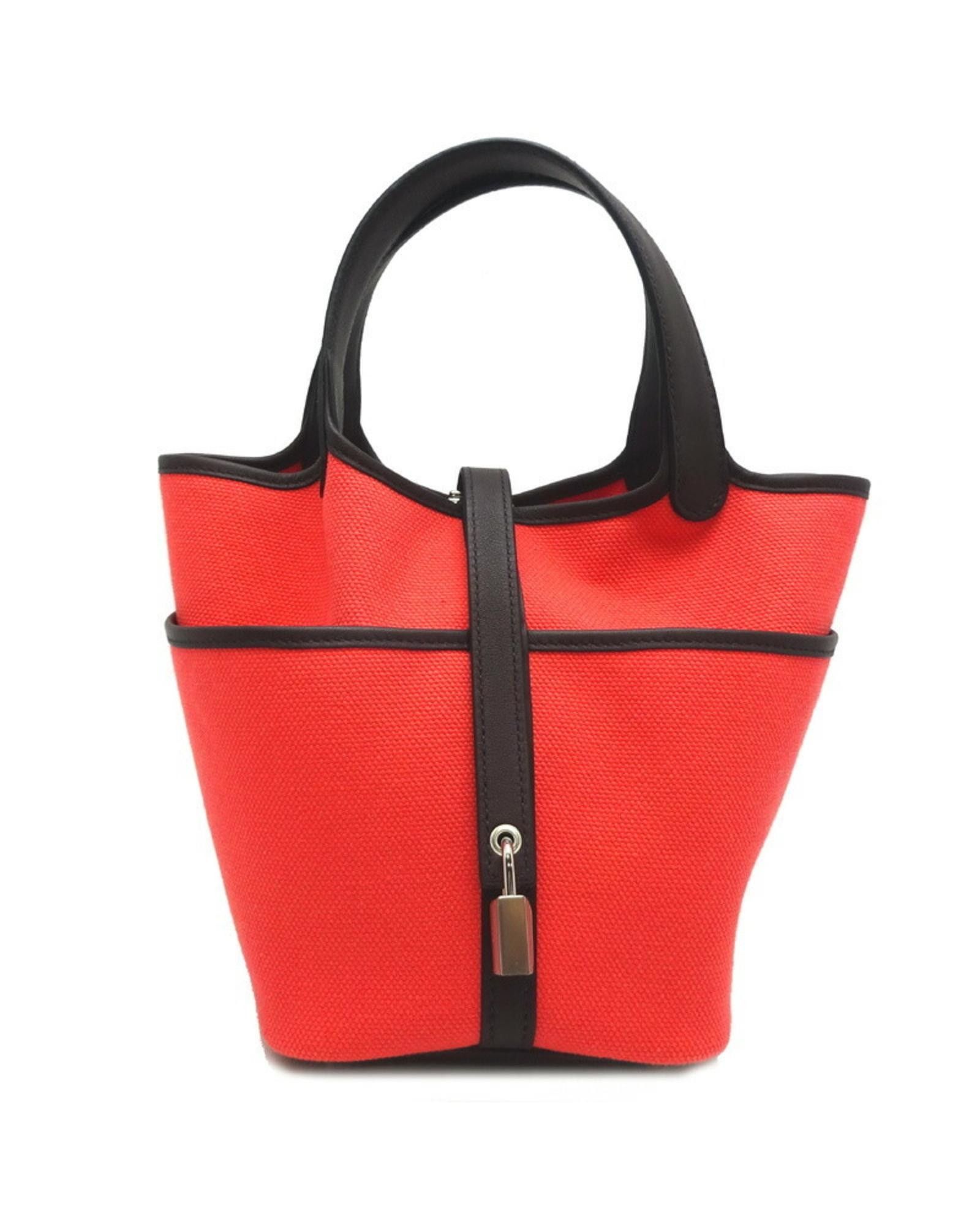 image of Hermes Elegant Red Leather Handbag With Lock, Women's