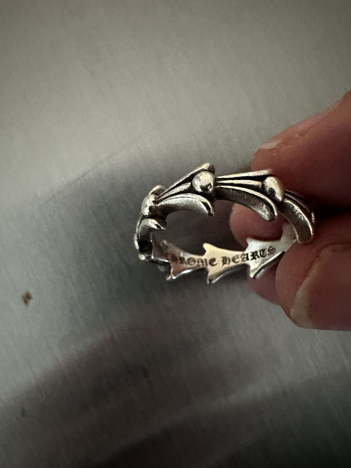 Pre-owned Chrome Hearts Crosstail Ring Size 7.5 Silver