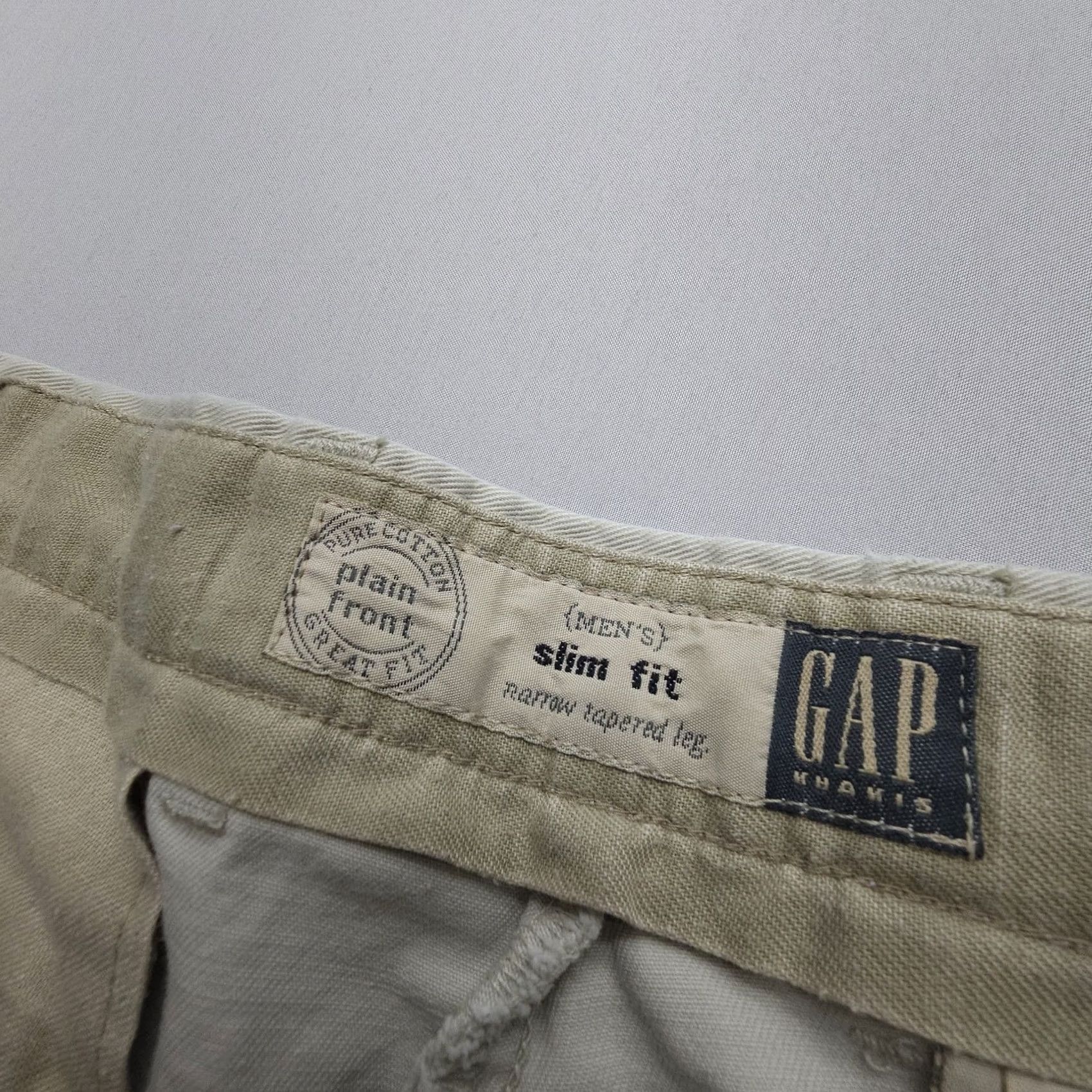 Gap VINTAGE Gap Khakis Pants Mens 35 34 Ivory Cotton Twill Flat Front Straight 90s USA Mens Size US 35 - 3 Thumbnail