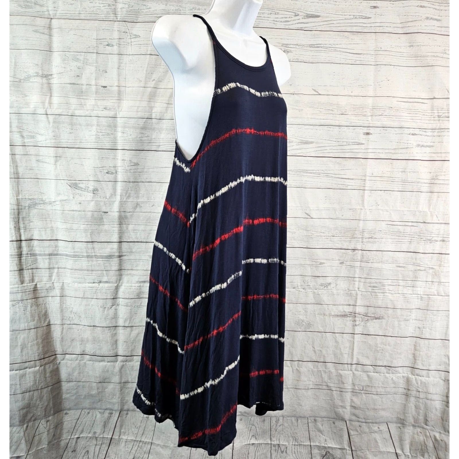 Old Navy Old Navy Womens Dress Sz Small Blue Red Stripe Sleeveless Rayon Blend Size S / US 4 / IT 40 - 3 Thumbnail