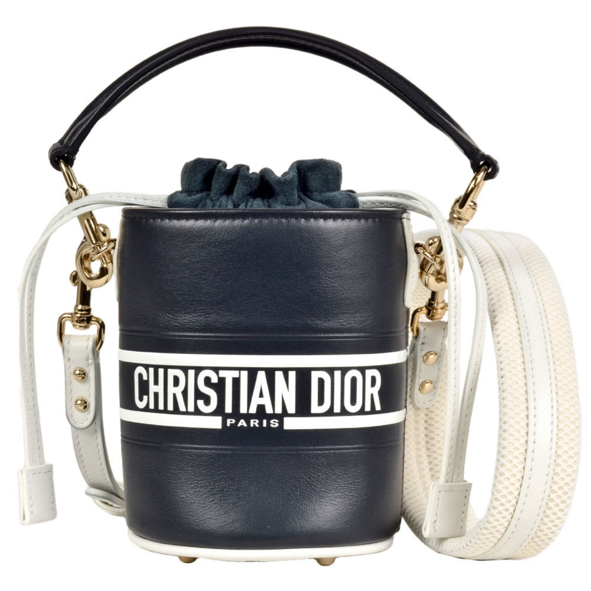 Christian Dior Vibe Micro Bucket Shoulder Bag Leather Black Handbag Women's