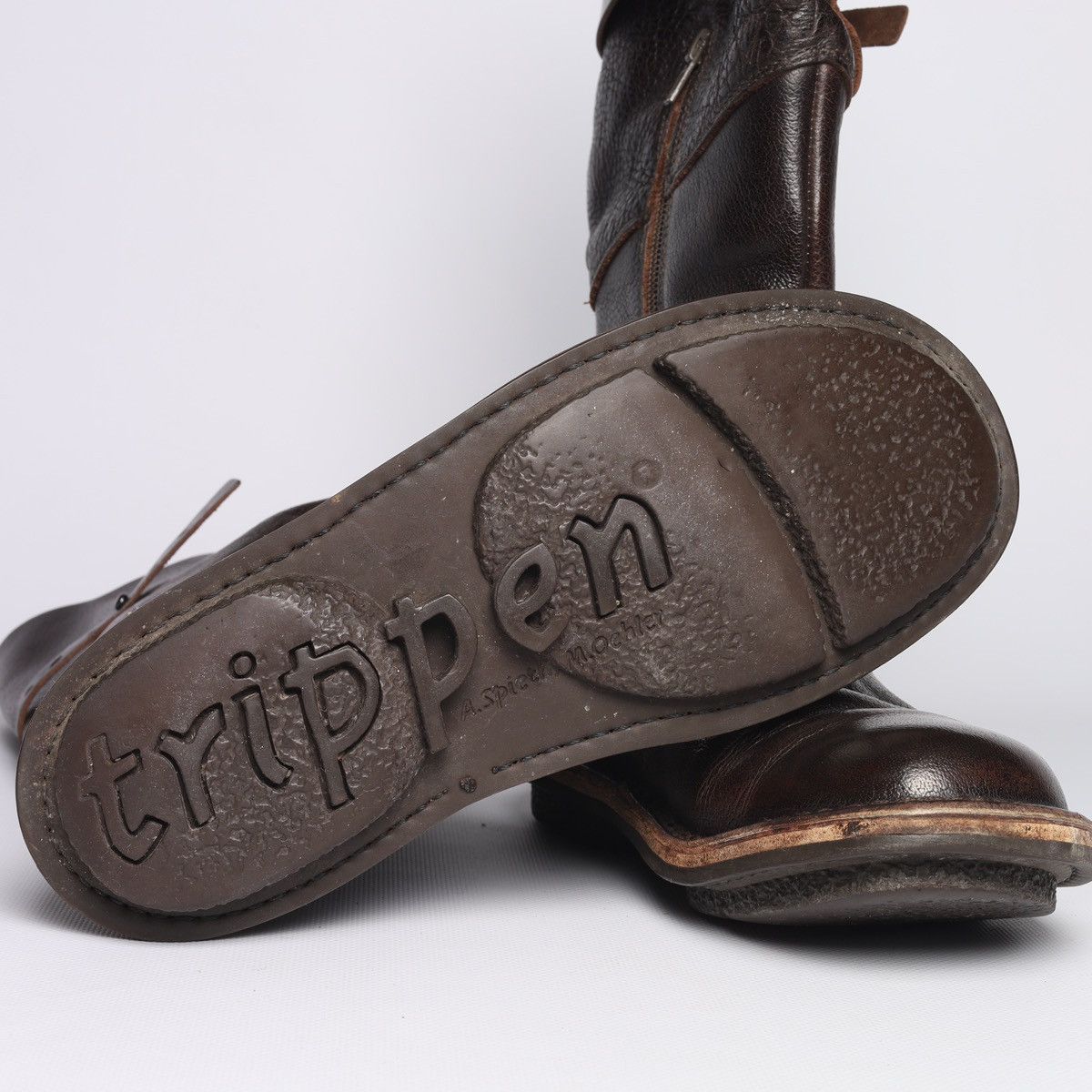 Trippen Trippen Brown Leather Avantgarde Hi Boots Shoes Belt Hard Size US 8 / IT 38 - 13 Thumbnail