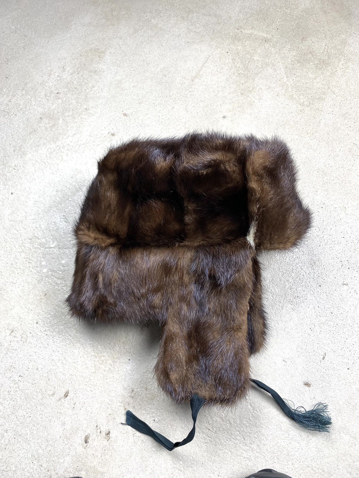 Vintage Vintage Soviet Era Black Fur Ushanka Trapper Hat Winter Cap Size ONE SIZE - 2 Thumbnail