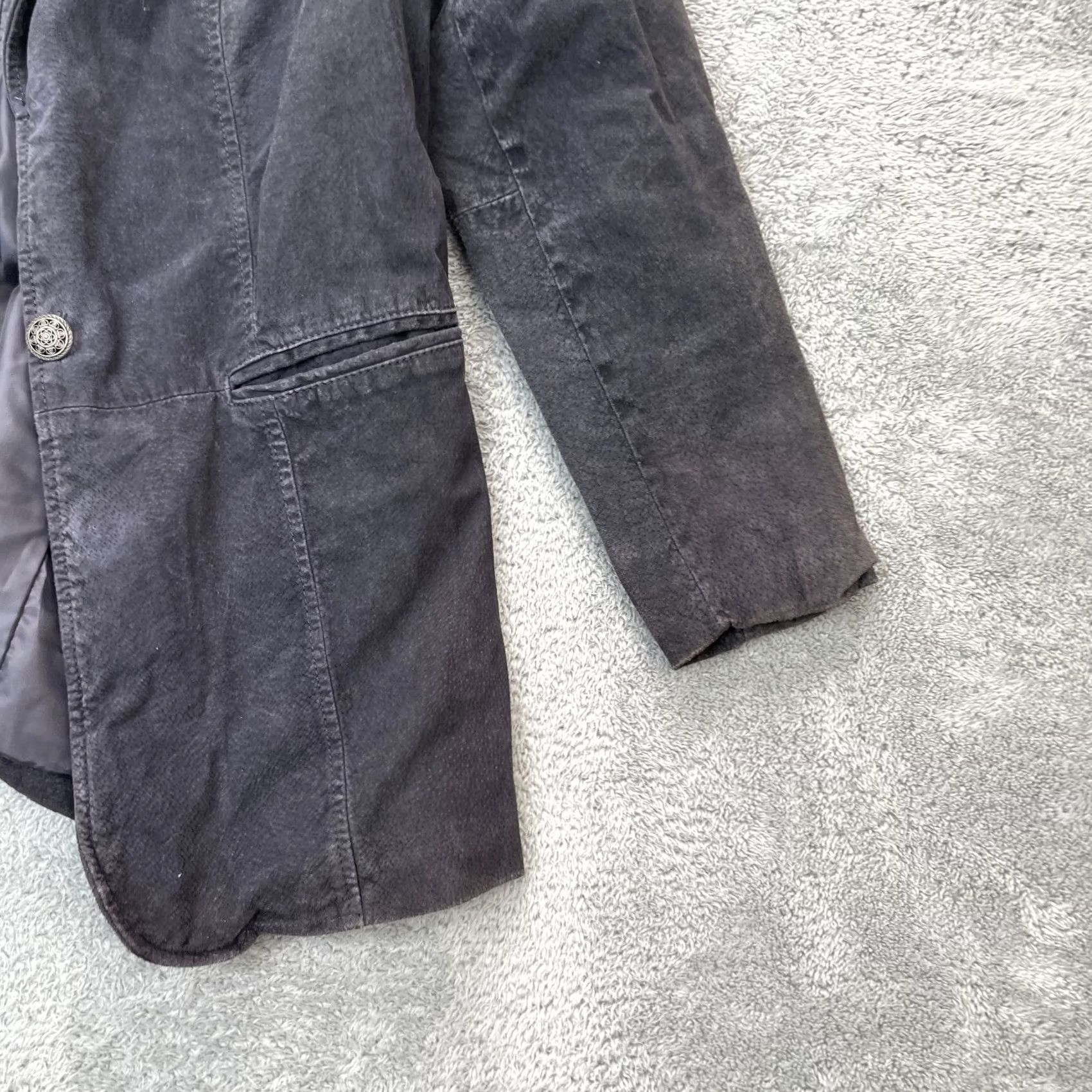 Denim & Co. Denim & Co Jacket Womens L Blue Genuine Leather Coat Single Breasted Lined Short Sleeve Casual Size L / US 10 / IT 46 - 5 Thumbnail