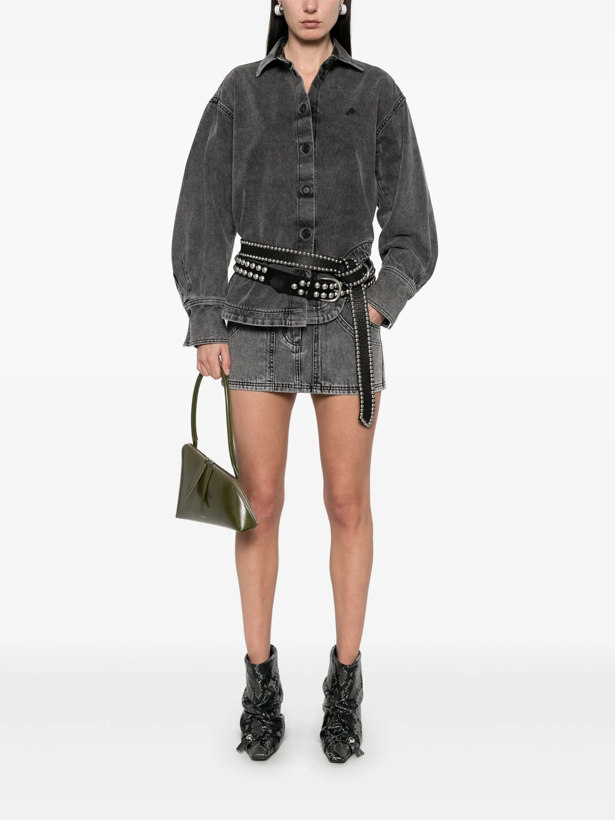The Attico o1s22i1n0325 Denim Mini Skirt in Dark Grey Size 27" / US 4 / IT 40 - 2 Thumbnail