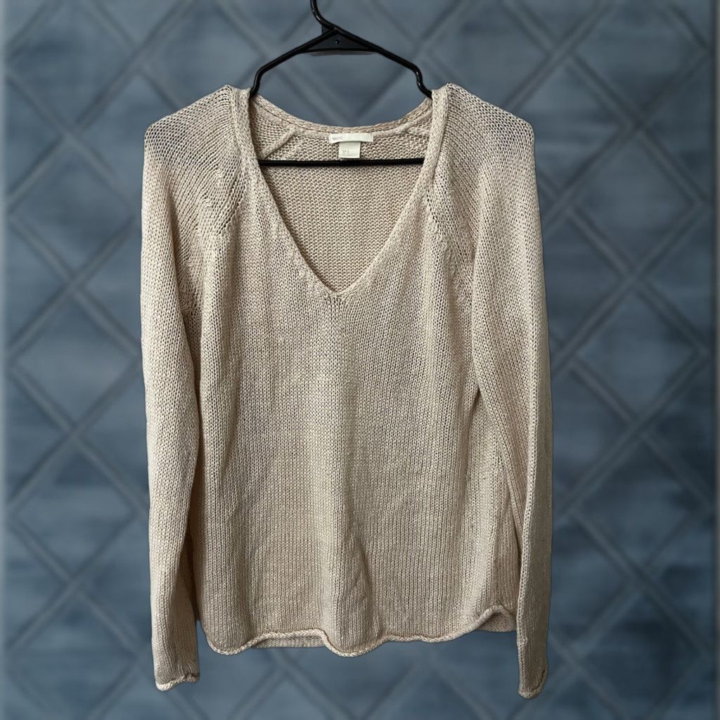 H&M H&M Women’s Long Sleeve Sweater Small Pink V-Neck Cotton Knit Cable Pullover #Sweater#V-Neck Size S / US 4 / IT 40 - 1 Thumbnail