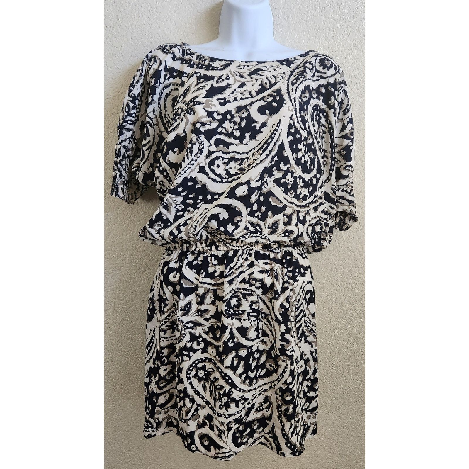Other Ann Taylor LOFT Black Tan Floral Elastic Waist Mini Dress XS Size XS / US 0-2 / IT 36-38 - 1 Thumbnail