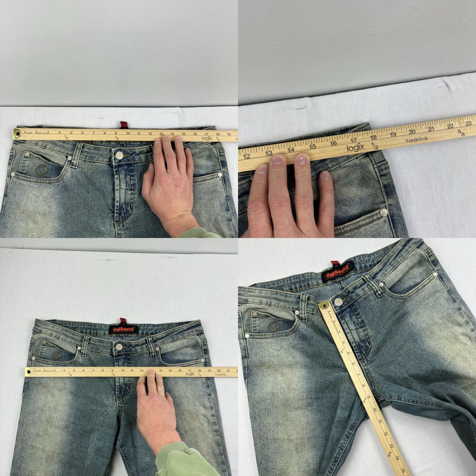 Vintage VINTAGE Dollhouse Women's Jeans Flared Mid Rise 15 Blue Grunge Y2K Punk Skater Size 36" / US 14 / IT 50 - 8 Thumbnail