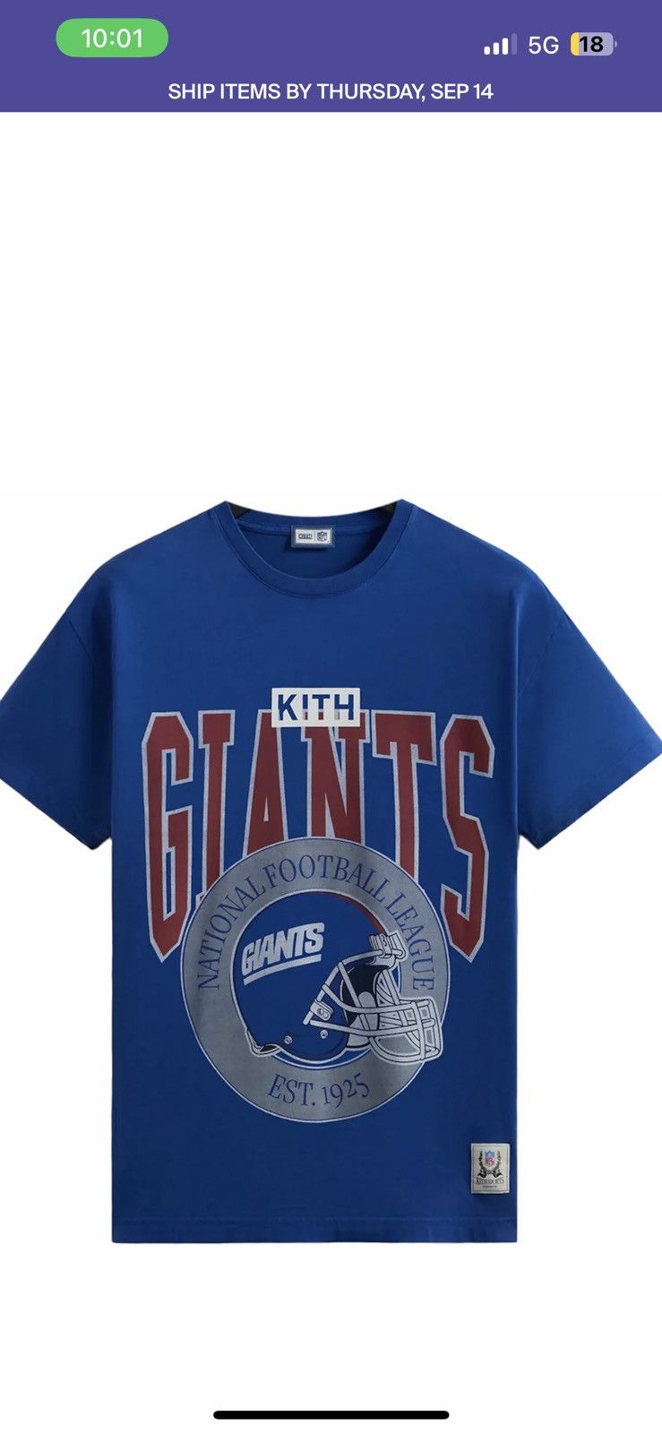 Kith for the NFL: Giants 1925 Vintage Tee - White