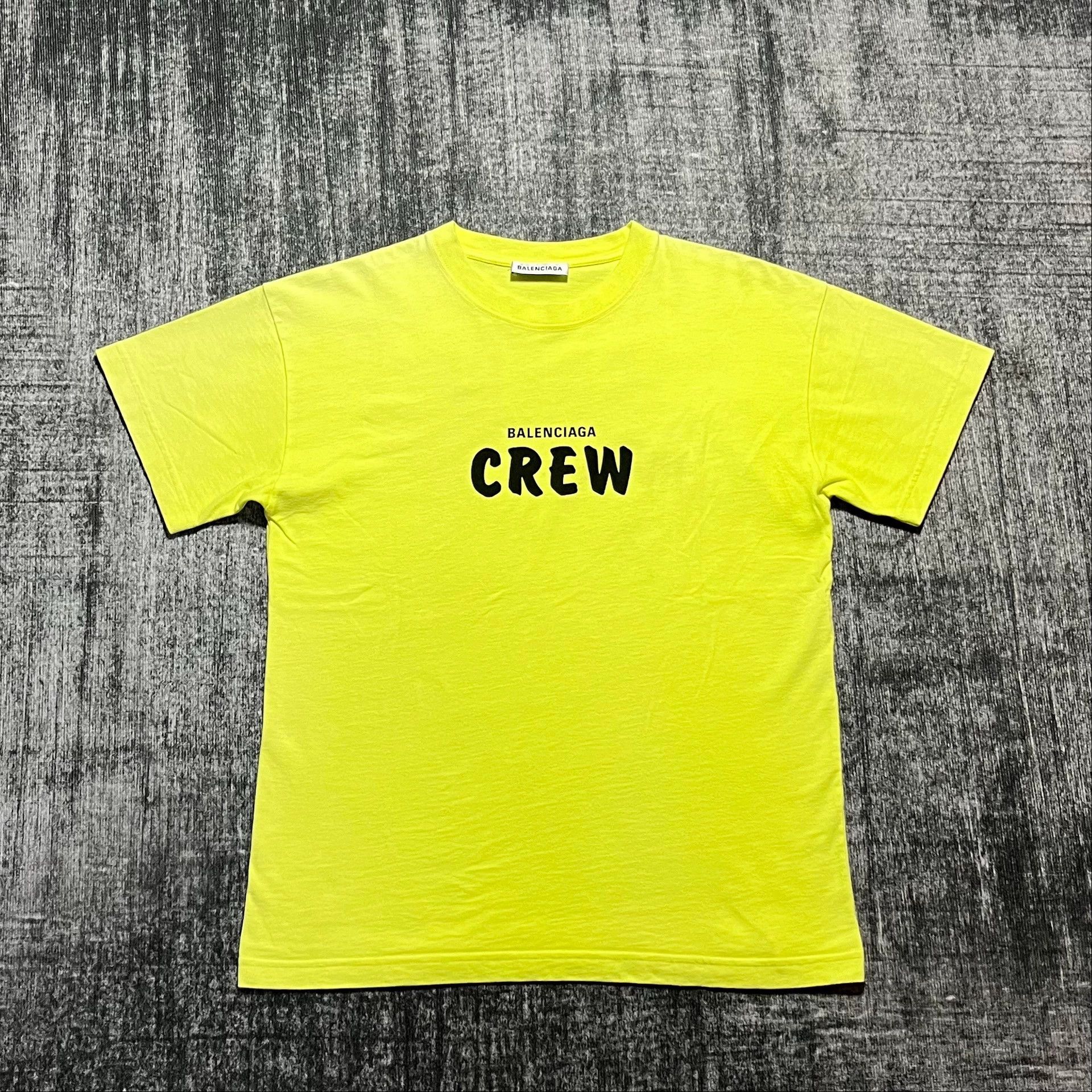 Balenciaga Yellow Crew Front and Rear Logo Short Sleeve T-shirt