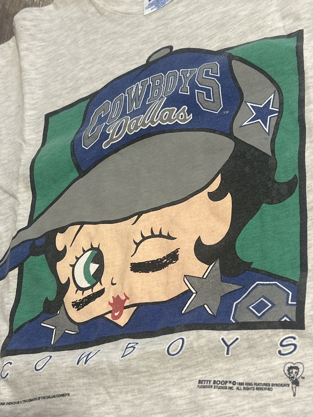 Hanes 1993 Betty Boop Dallas Cowboys Grey T Shirt Size US M / EU 48-50 / 2 - 3 Thumbnail
