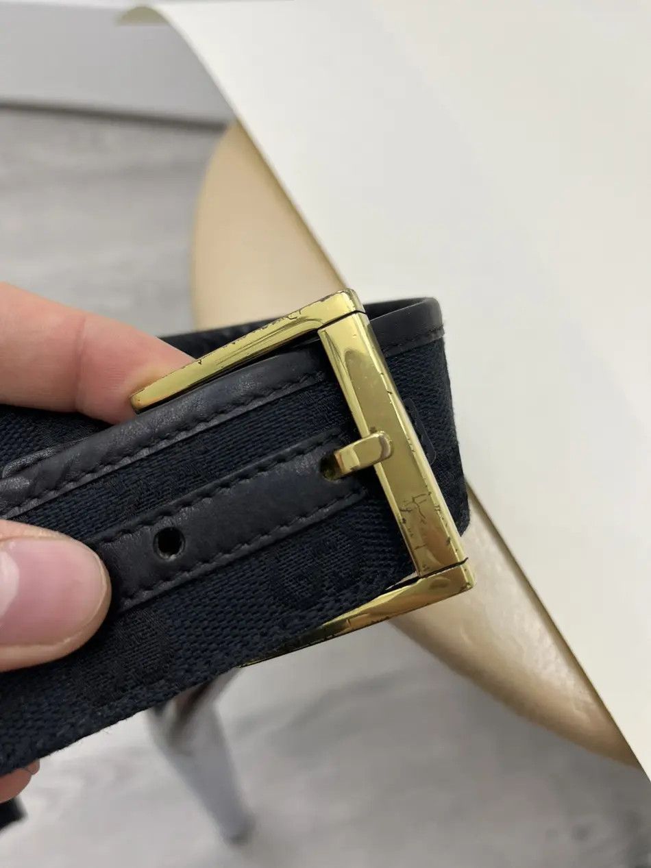 Gucci Gucci Canvas Monogram Leather/Cotton Belt Size ONE SIZE - 4 Thumbnail