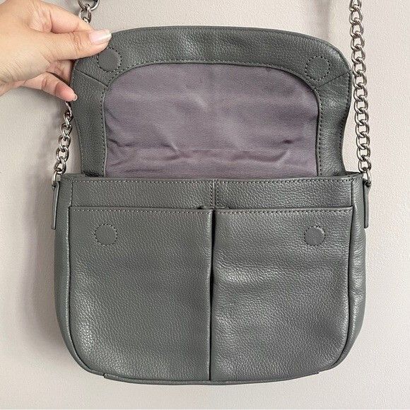 Other Nordstrom Halogen Gray Fremont Leather Crossbody Flap Bag Size ONE SIZE - 7 Thumbnail