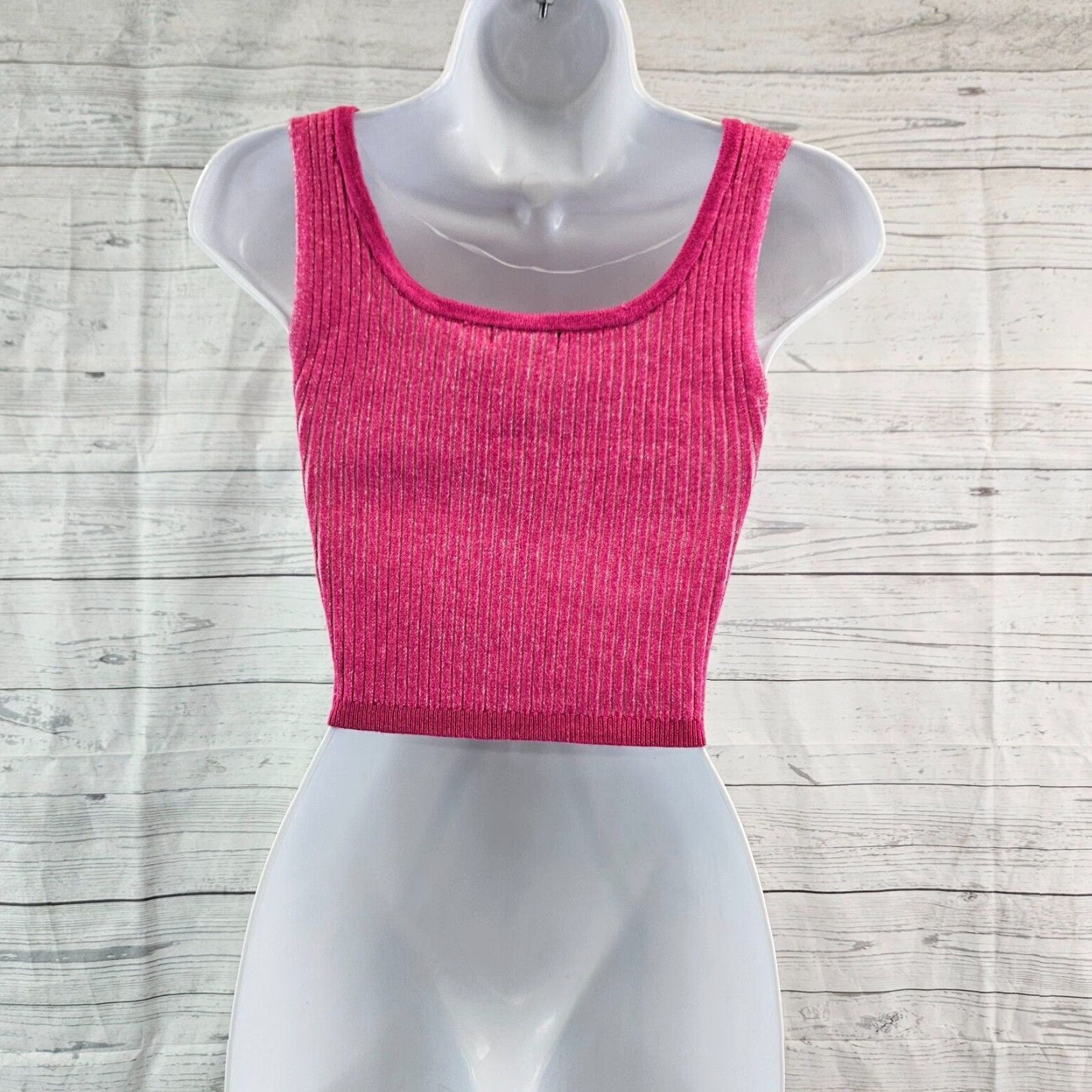 Vintage Wild Fable Tank Womens Knit Crop Top Sz S Pink Ribbed Scoop Neck Sleeveless Cropped Shirt Size S / US 4 / IT 40 - 3 Thumbnail