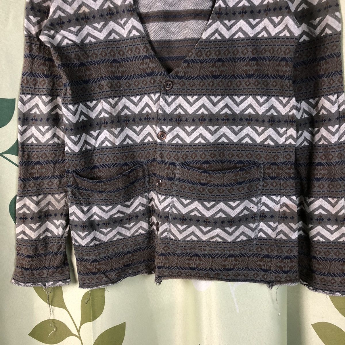 Homespun Knitwear × Japanese Brand Browny grey art vintage design Cardigan knitwear #7417 Size M / US 6-8 / IT 42-44 - 6 Thumbnail