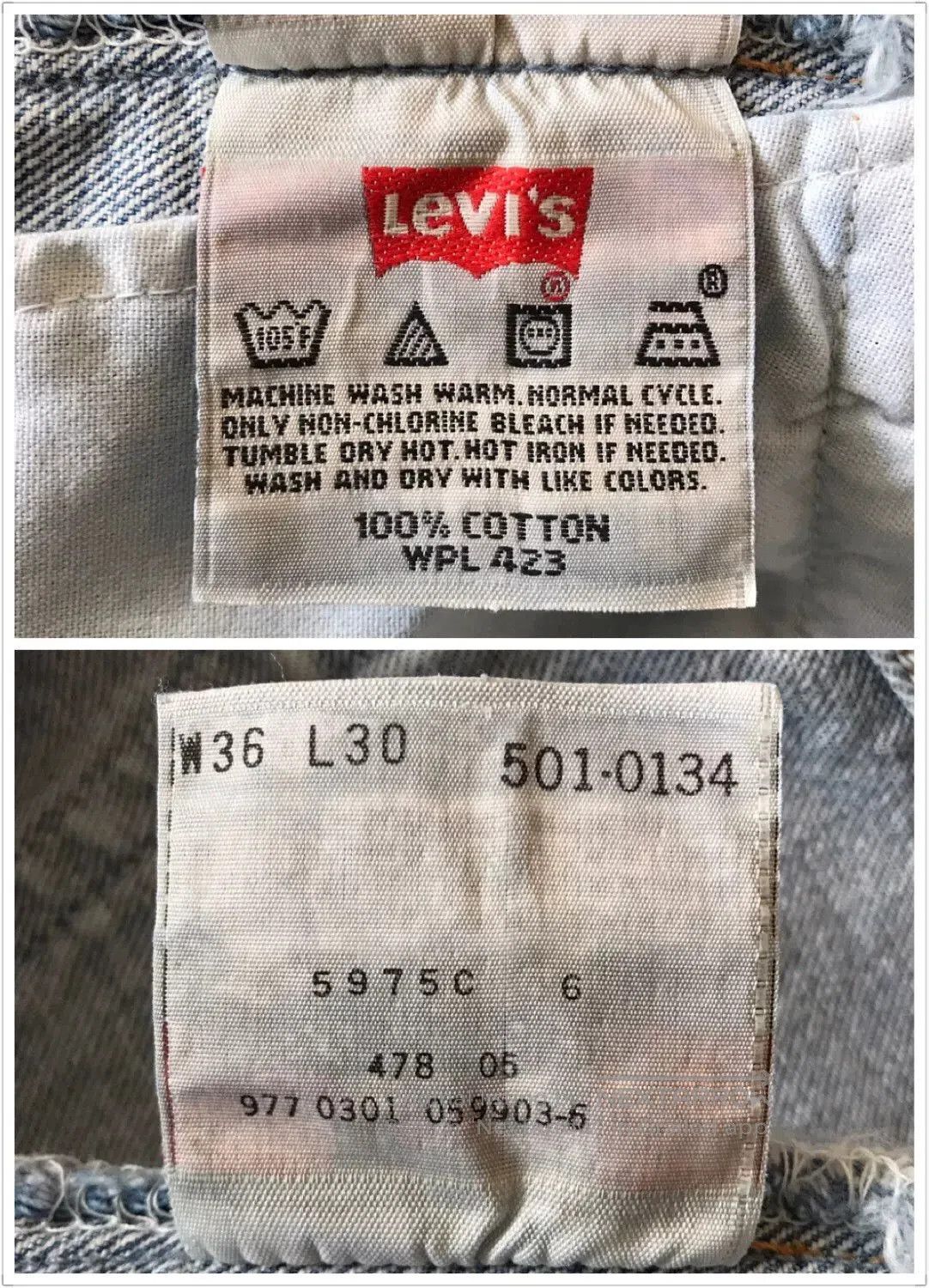 Levi's Levi's 501 Washed Blue Jeans W36L30. Size US 36 / EU 52 - 9 Thumbnail