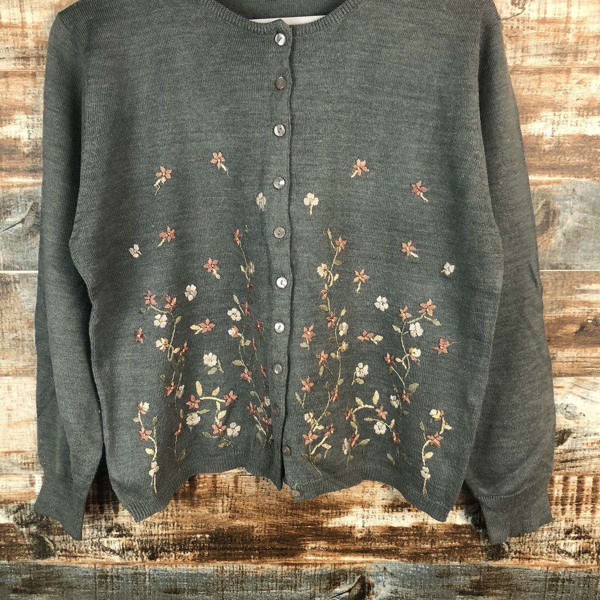 Vintage Pasta Club Grey Patterned vintage knitwear Cardigans #A1455 Size M / US 6-8 / IT 42-44 - 6 Thumbnail