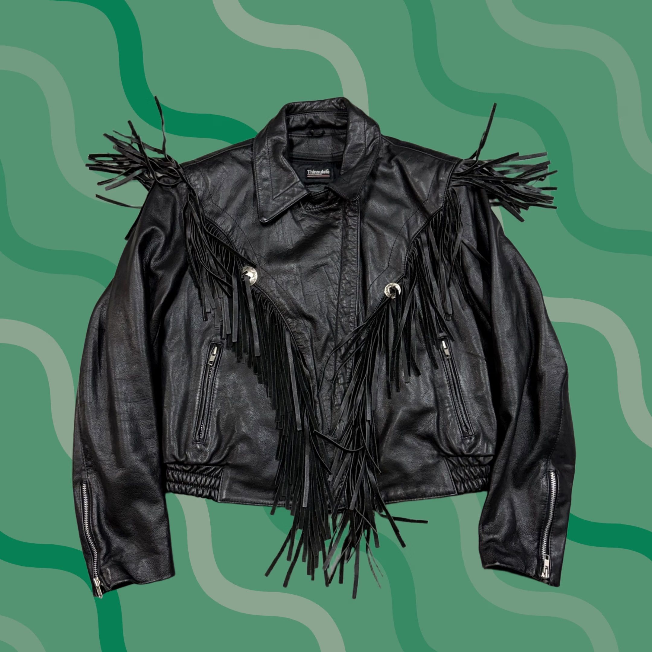 Vintage VINTAGE Street Legal Jacket Womens 10 Black Leather Fringe Motorcycle Western Shirt Size L / US 10 / IT 46 - 1 Thumbnail