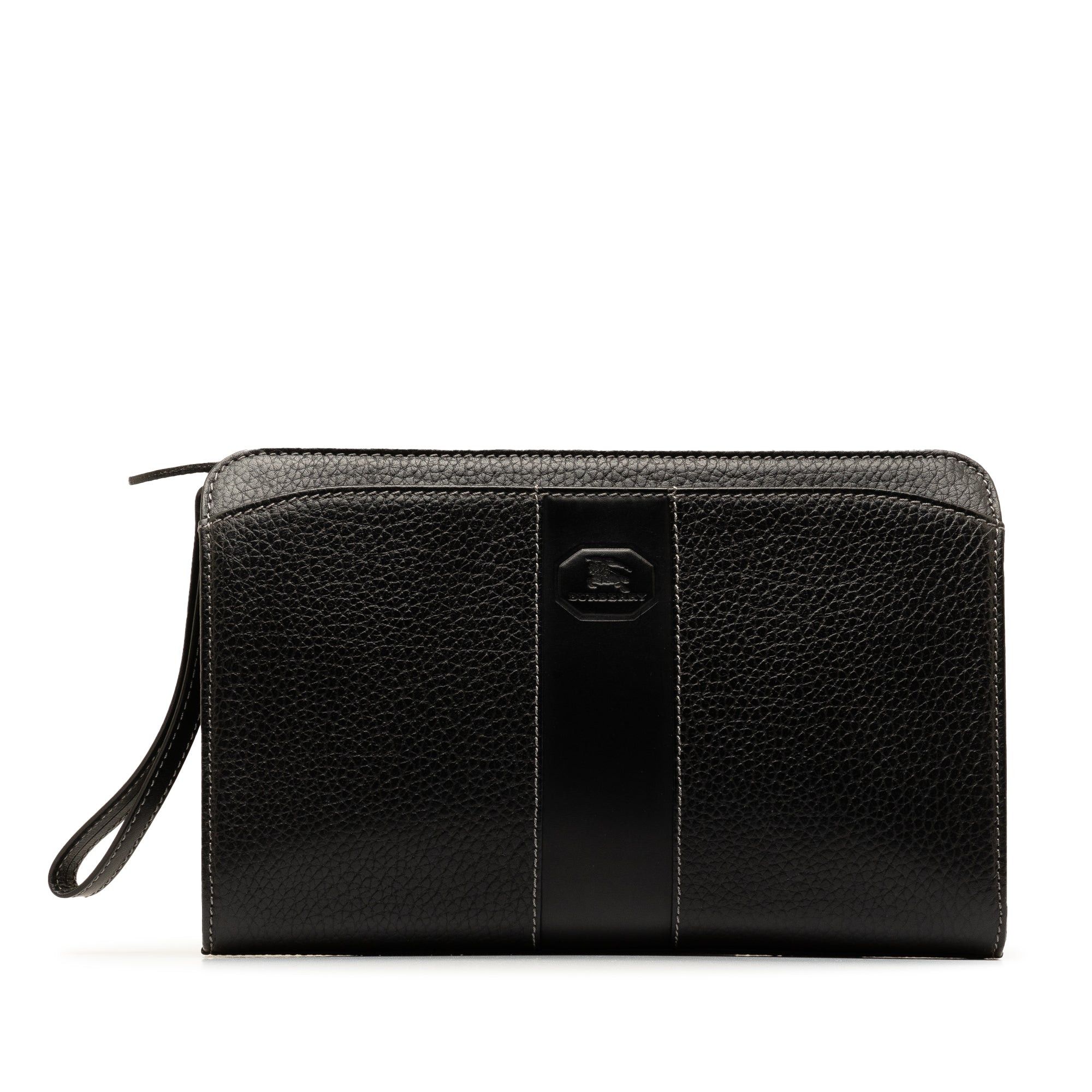 image of Burberry Leather Clutch Clutch Bag in Black, Women's