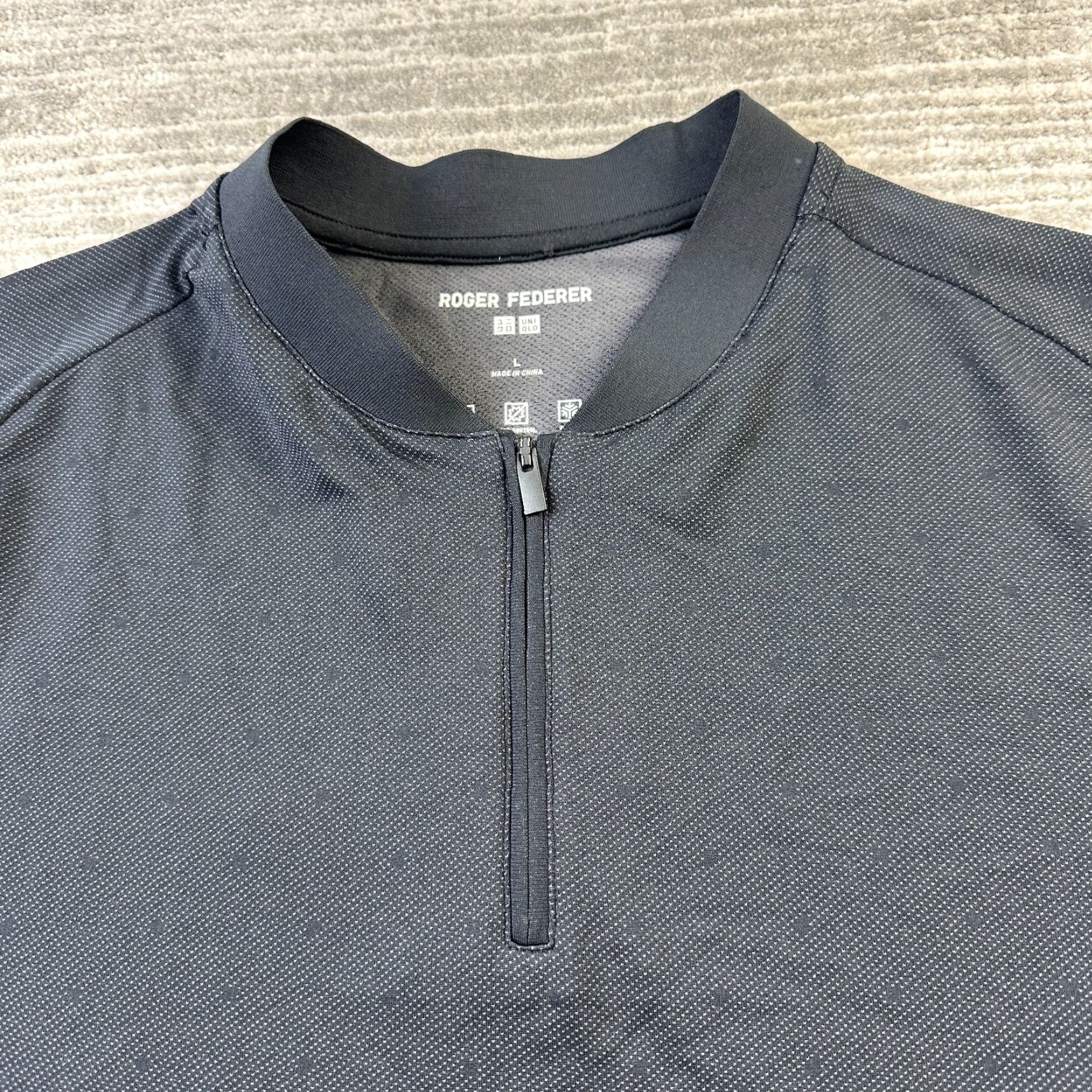 Uniqlo Uniqlo Roger Federer Shirt Mens Large Black 1/4 Zip Henley Performance Tennis Shirt Size US L / EU 52-54 / 3 - 3 Thumbnail