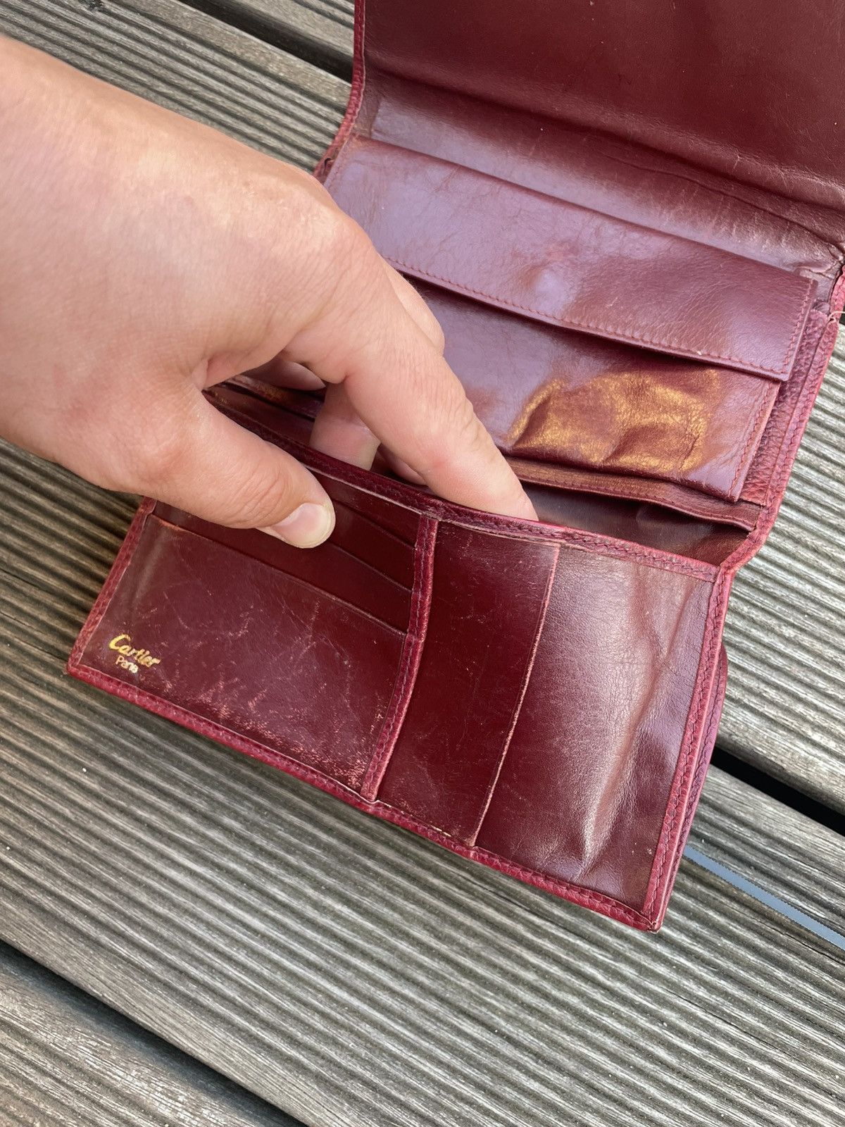 Cartier Vintage Cartier purse tri-fold wallet wine red Size ONE SIZE - 13 Thumbnail