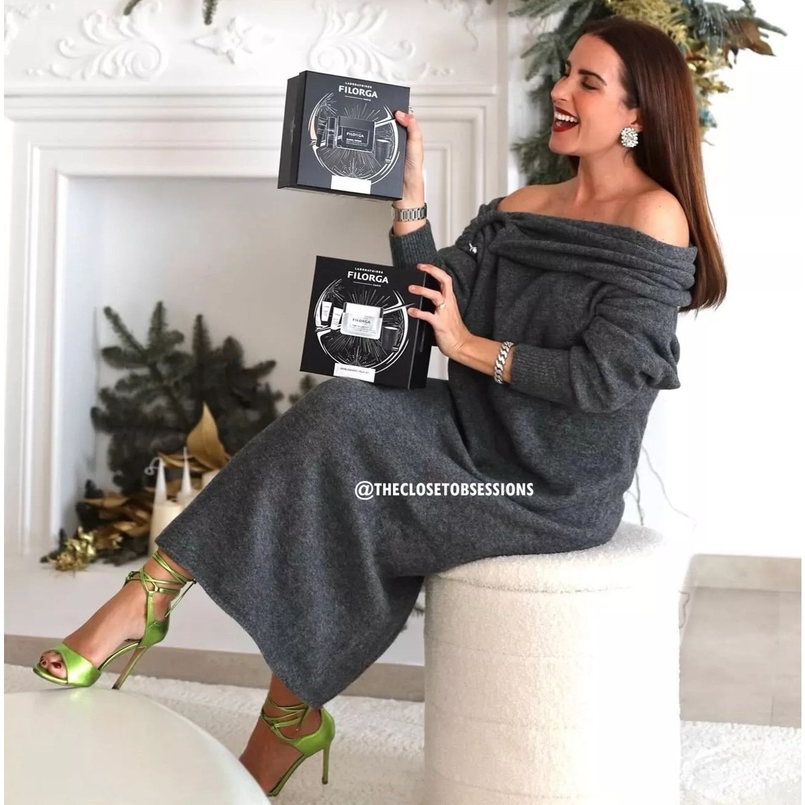 Zara ZARA Gray Off-Shoulder Knit Midi Dress NWT Size M / US 6-8 / IT 42-44 - 16 Thumbnail
