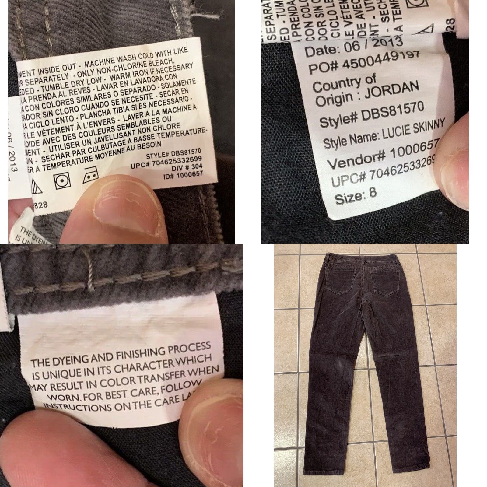 Vintage Bandolino Women's Pants Corduroy Slimming Stretch Gray 8 Regular 29x30 Lucie Skiny Jeans Belts Logo Zipper Front Flat Size 30" / US 8 / IT 44 - 8 Thumbnail
