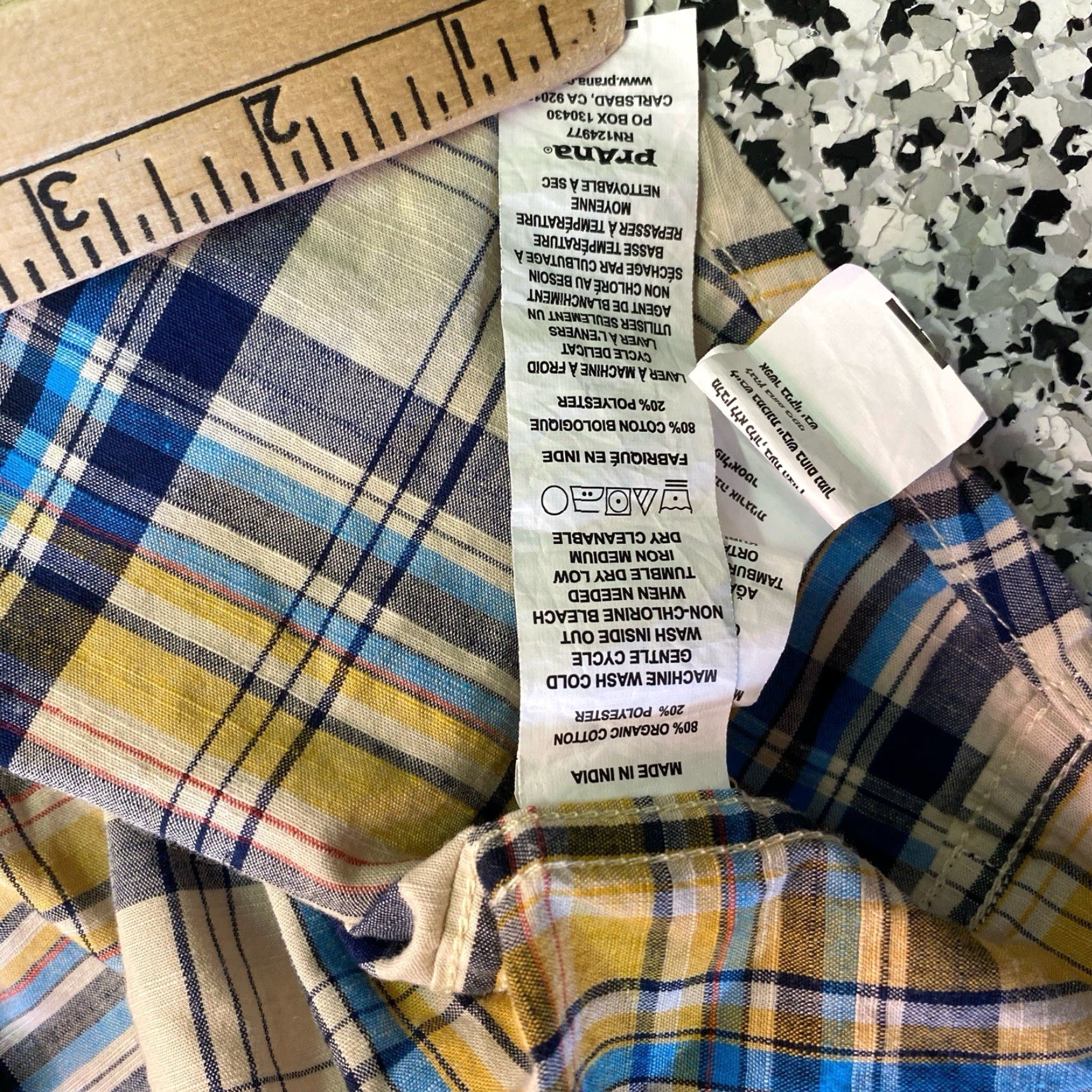 Prana prAna Shirt Mens XL Yellow Plaid Short Sleeve Button Up Pocket Beach Hiking Shirt Size US XL / EU 56 / 4 - 4 Thumbnail