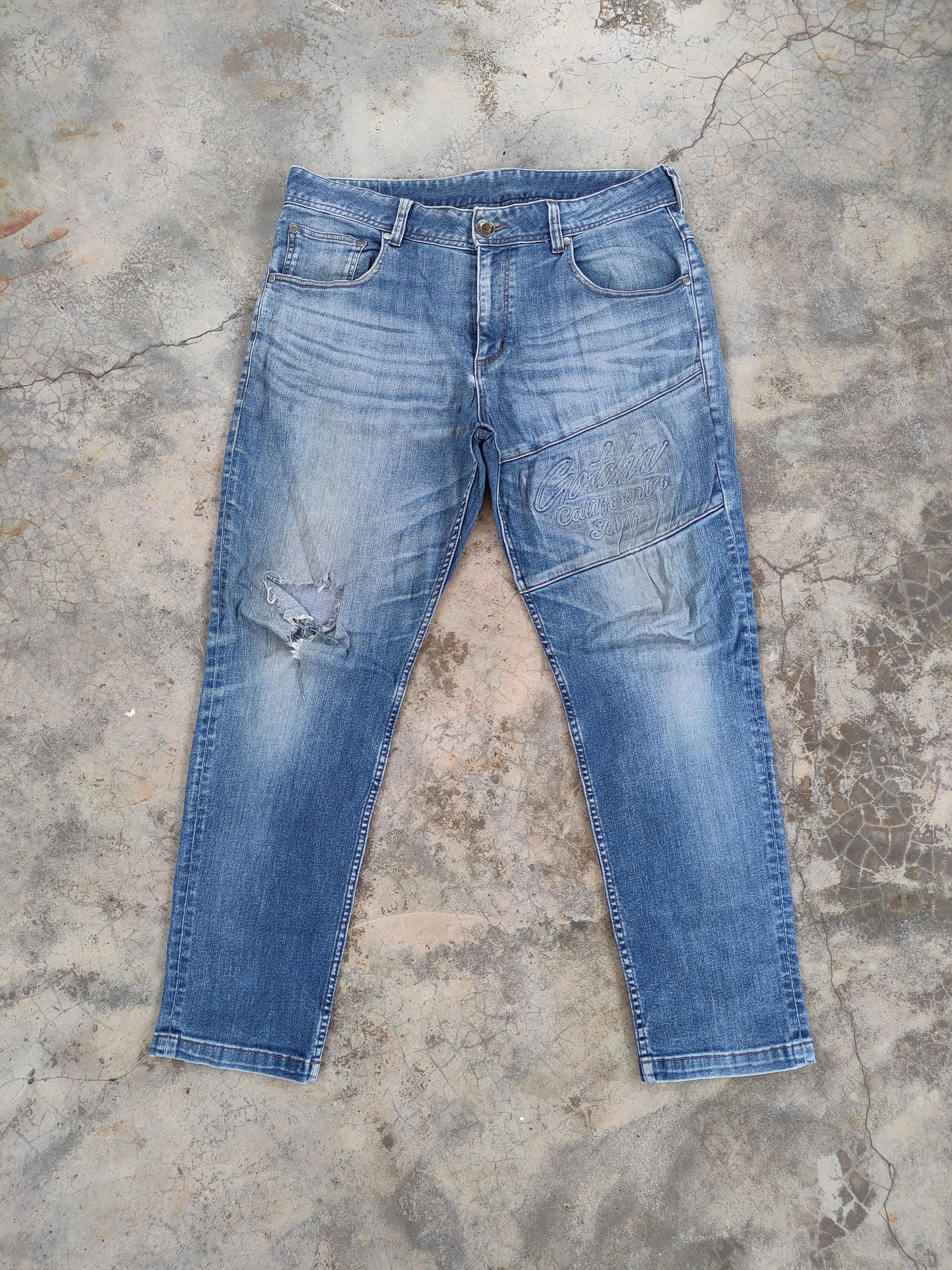 Gotcha × Jean VINTAGE GOTCHA FADED DISTRESSED JEANS DENIM PANTS Size US 37 - 2 Thumbnail