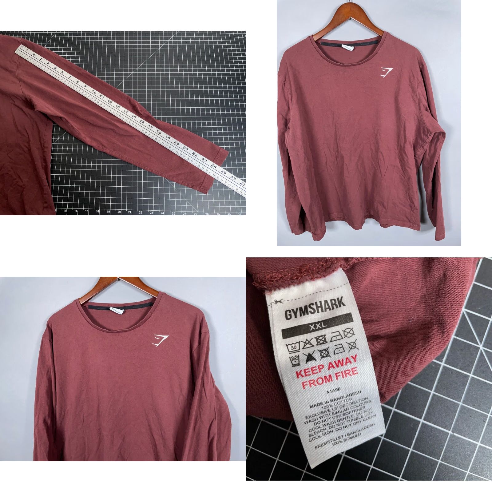 Gymshark VINTAGE Gymshark Men's T-Shirt Long Sleeve Crew Neck Cotton Logo 2XL Red Fall Spring Summer Winter Size US XXL / EU 58 / 5 - 8 Thumbnail